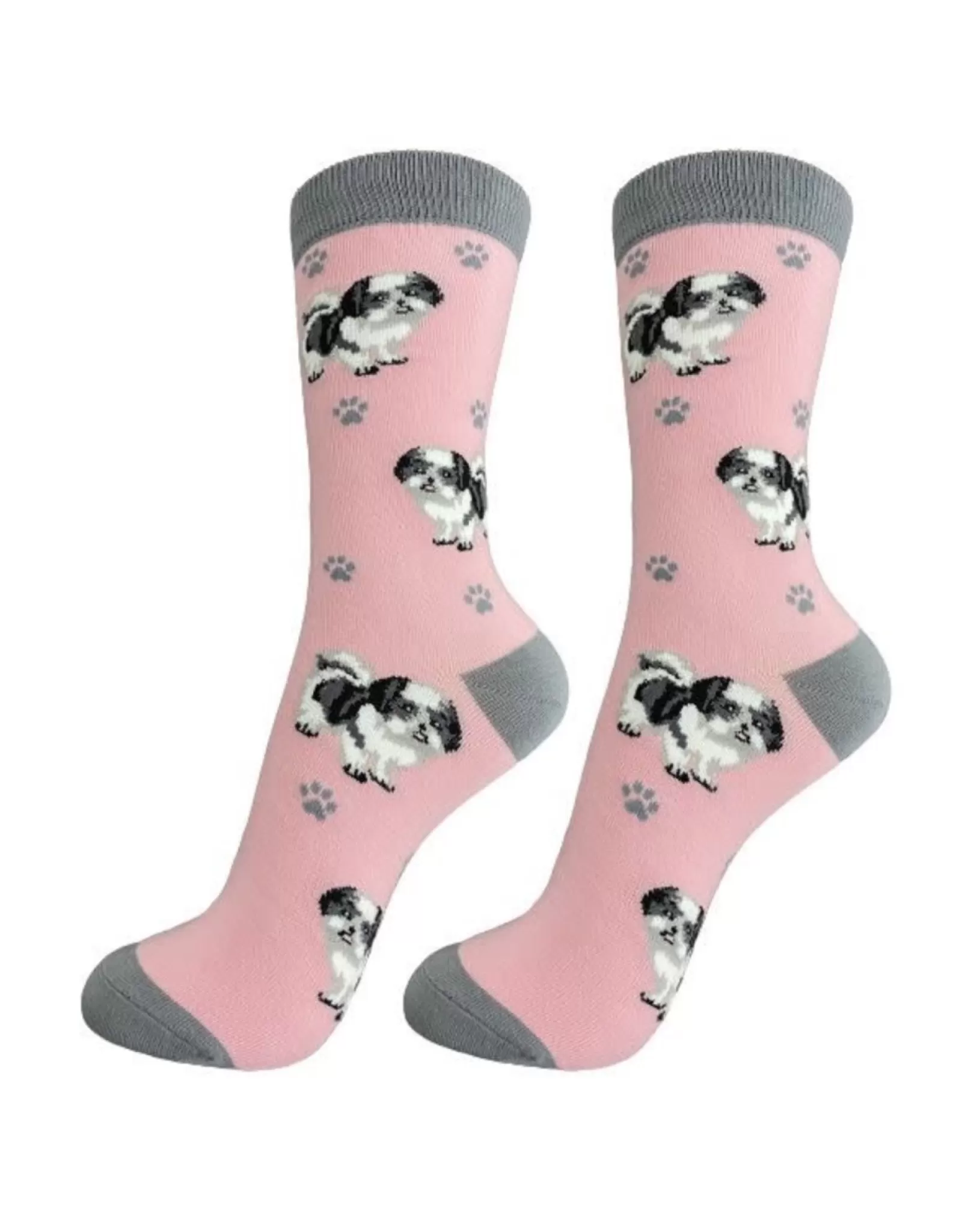 Chaussettes Design Shih Tzu Intégrales Noir et Blanc pour Chiens - Confort Premium｜Collection E&S Pets