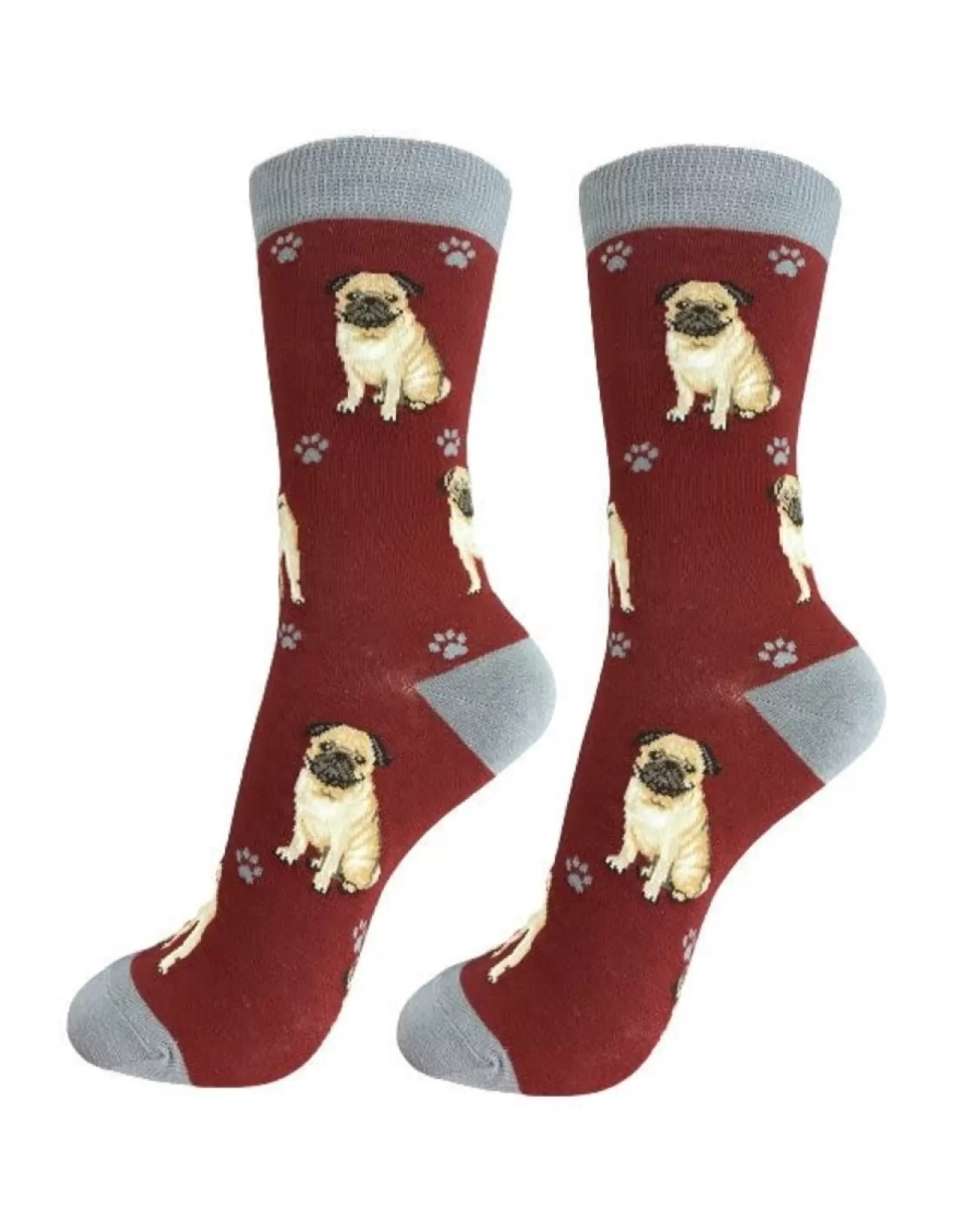 Chaussettes intégrales Pug - Confort ultime pour animaux avec design amusant | Collection E&S Pets