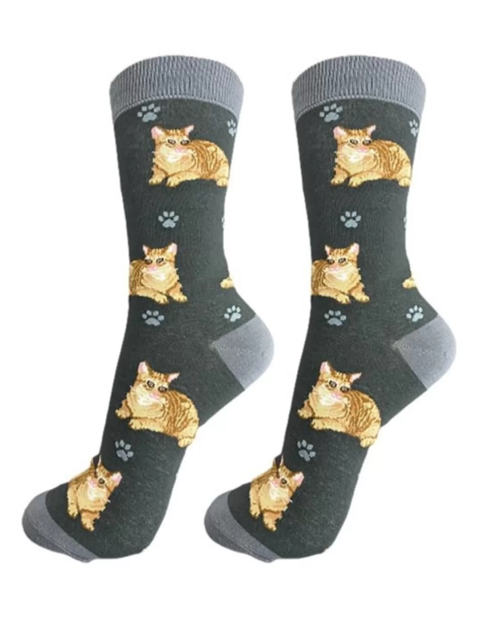 Chaussettes E&S Pets - Motif Mignon Chat Tigré Orange - Confortables et Douces pour Animaux