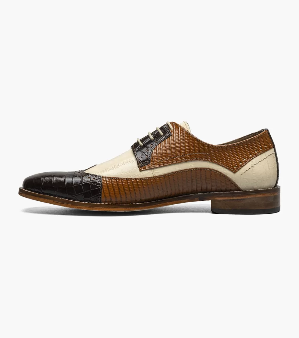 Stacy Adams - Chaussures Gallinari en Cuir Brun Terreau avec Accents Métallisés - Élégance Urbaine Printemps-Été 2024