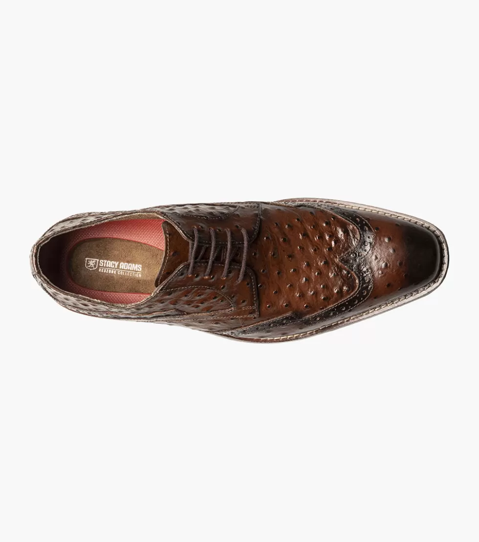 Chaussures Classiques Gennaro en Cuir Souple - Marron Cognac Élégant - Collection Exclusive Stacy Adams avec Détails Raffinés
