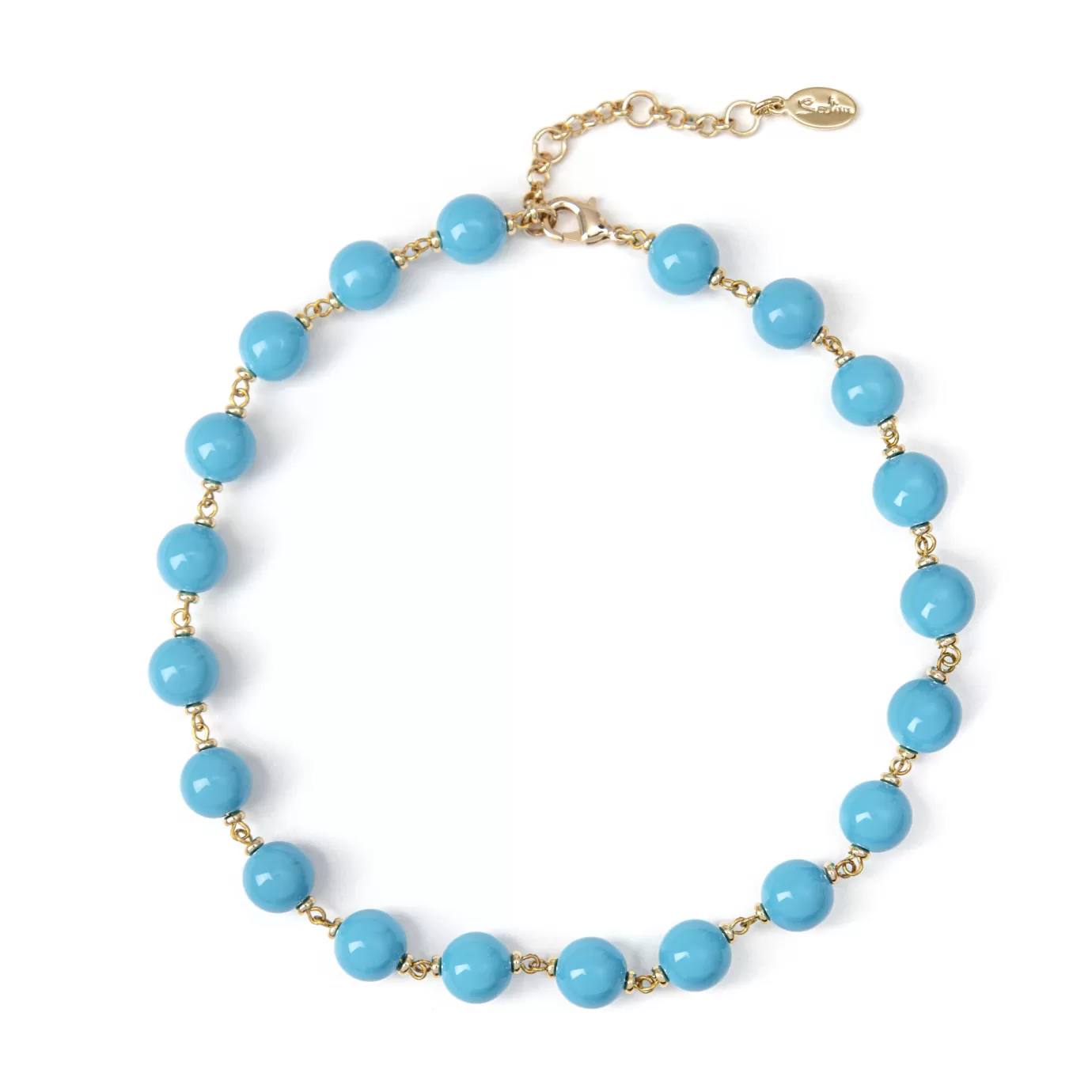 Collier Ras du Cou Élégant - Enchaînement de Sphères Unies avec Détail Florale