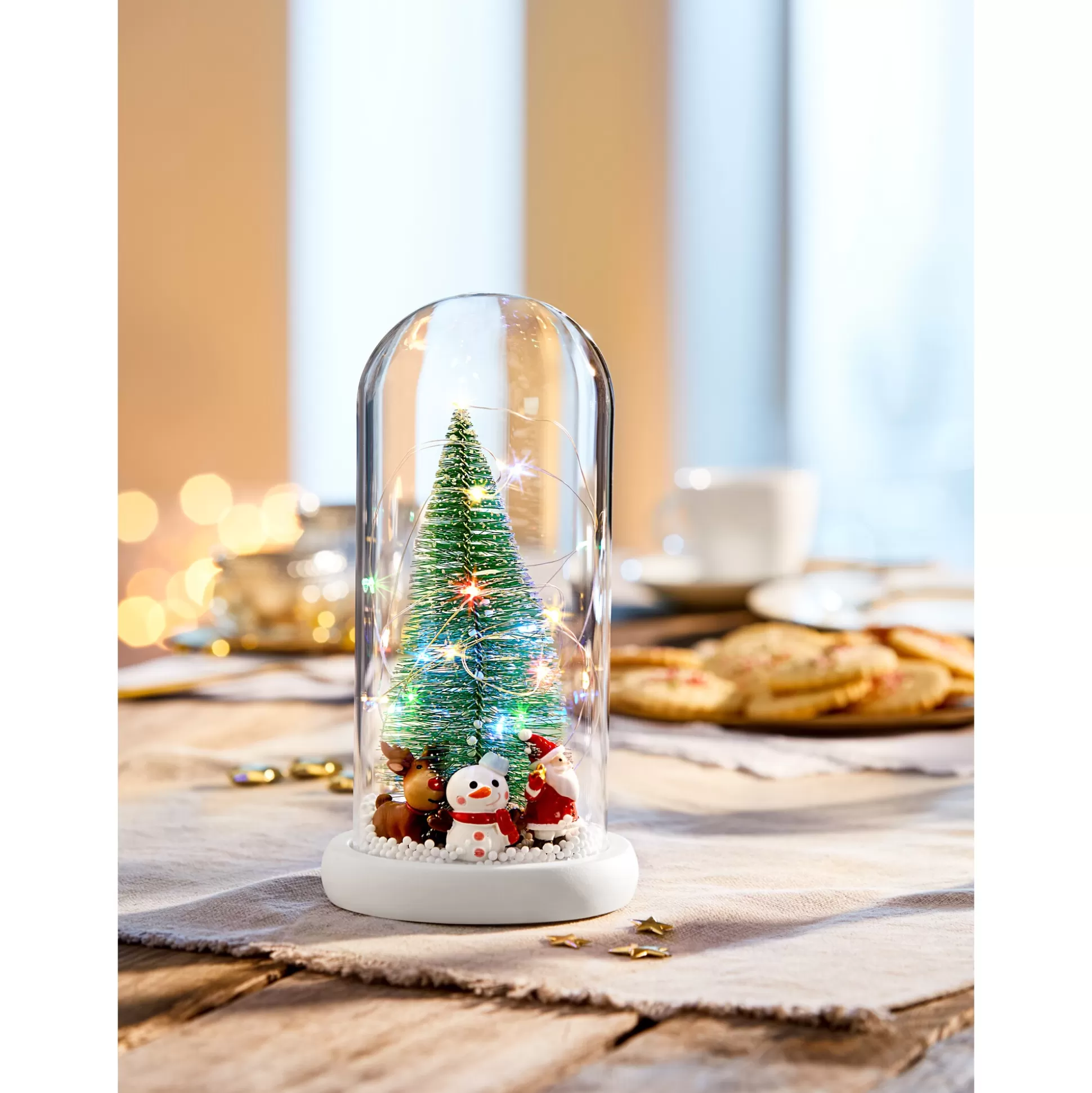 Cloche Lumineuse LED en Cristal « Joies Hivernales » - Élégance Festive par Viva Domo