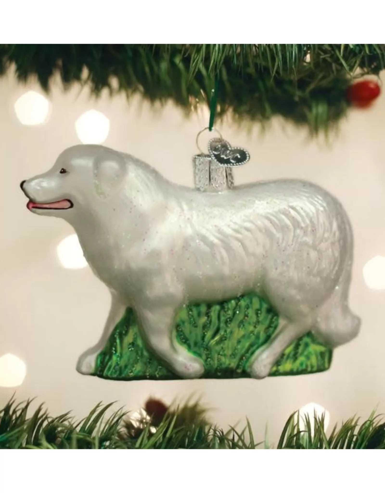 Décorations de Noël Artisanales - Pendulettes Chien des Pyrénées en Résine Peinte à la Main