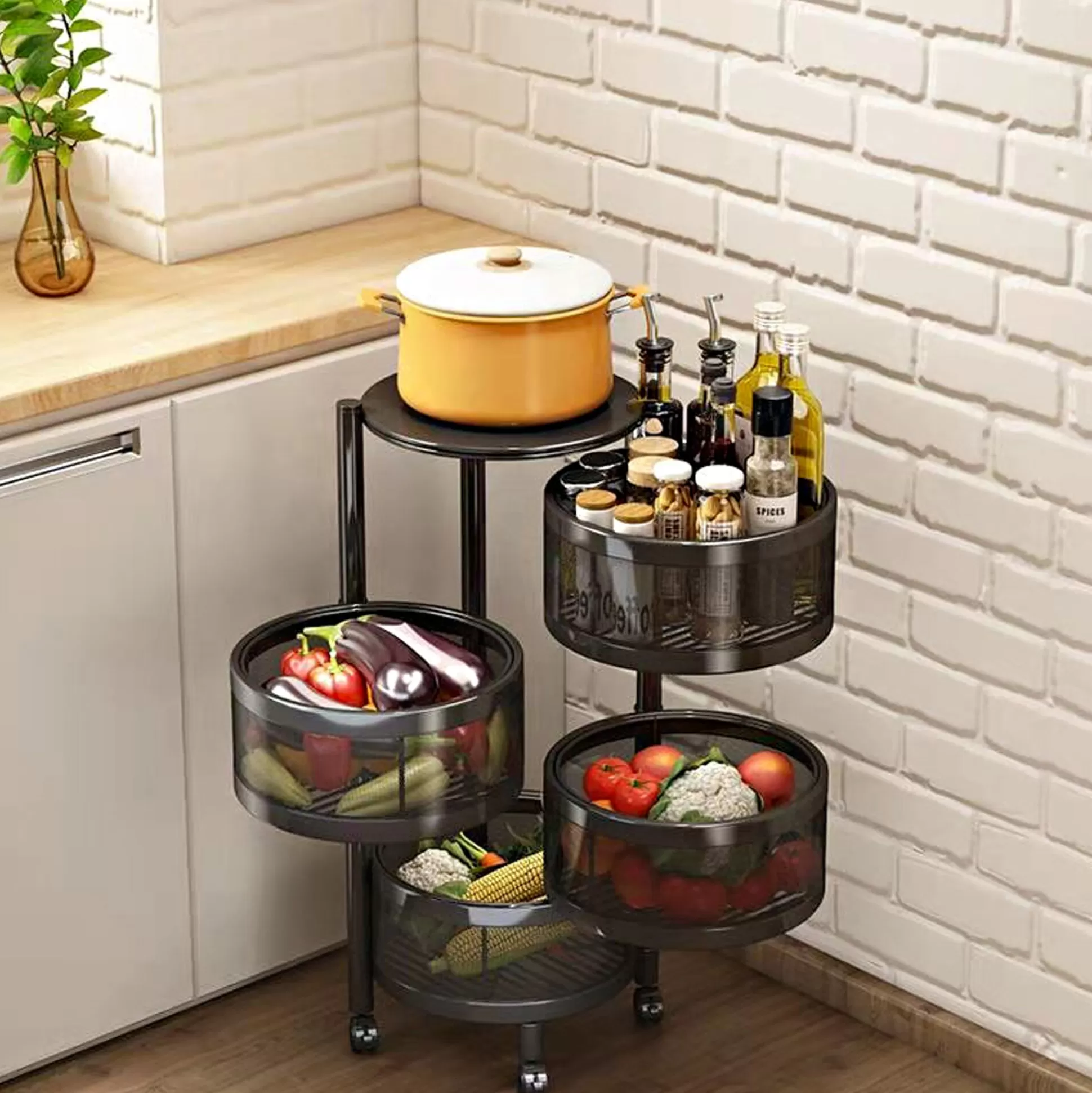 Tables d'appoint mobiles Genialo | Chariot modulable design avec roulettes - Organisation pratique pour la maison