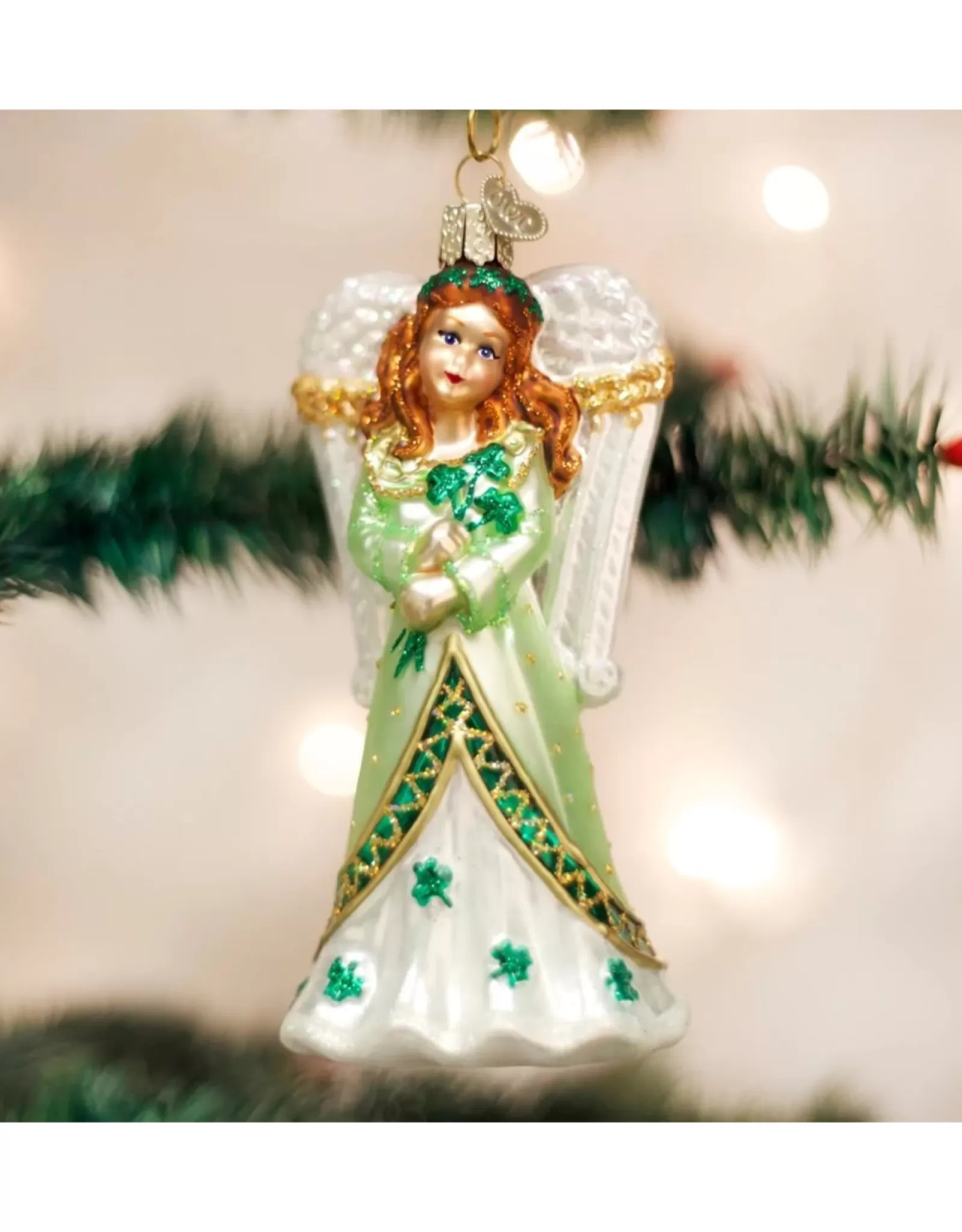 Ange Irlandais en Verre Soufflé - Décoration de Noël Vintage Old World
