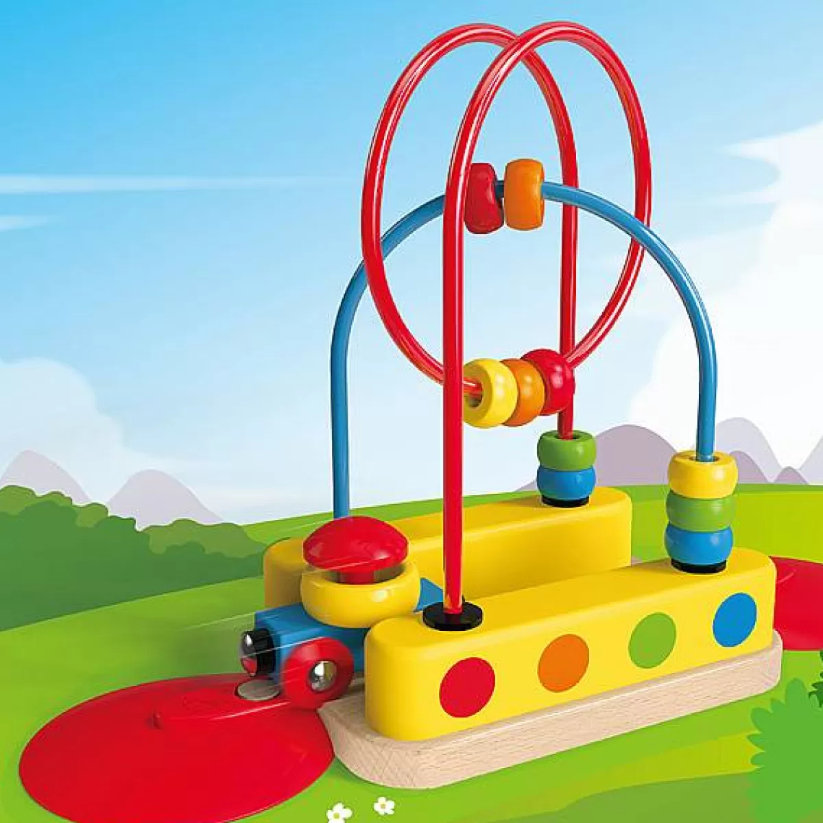 HAPE - Circuit Éducatif Train & Perles en Bois - Jeu d'Éveil Sensoriel pour Enfants 2-5 Ans