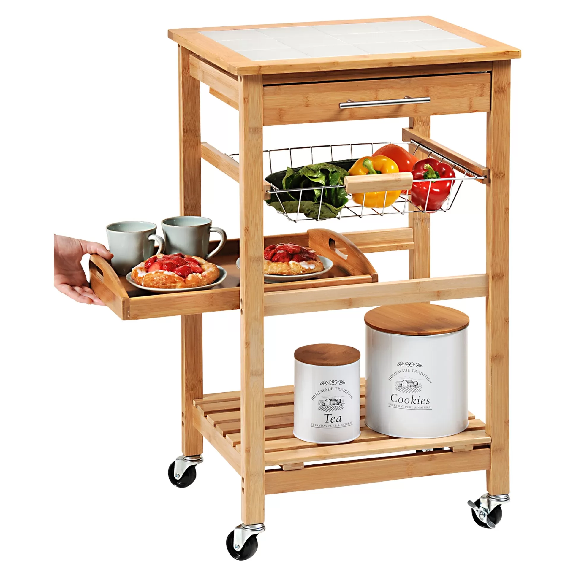 Chariot de Cuisine KESPER avec Plan de Travail Thermorésistant - Organisation Pratique pour Votre Espace Culinaire