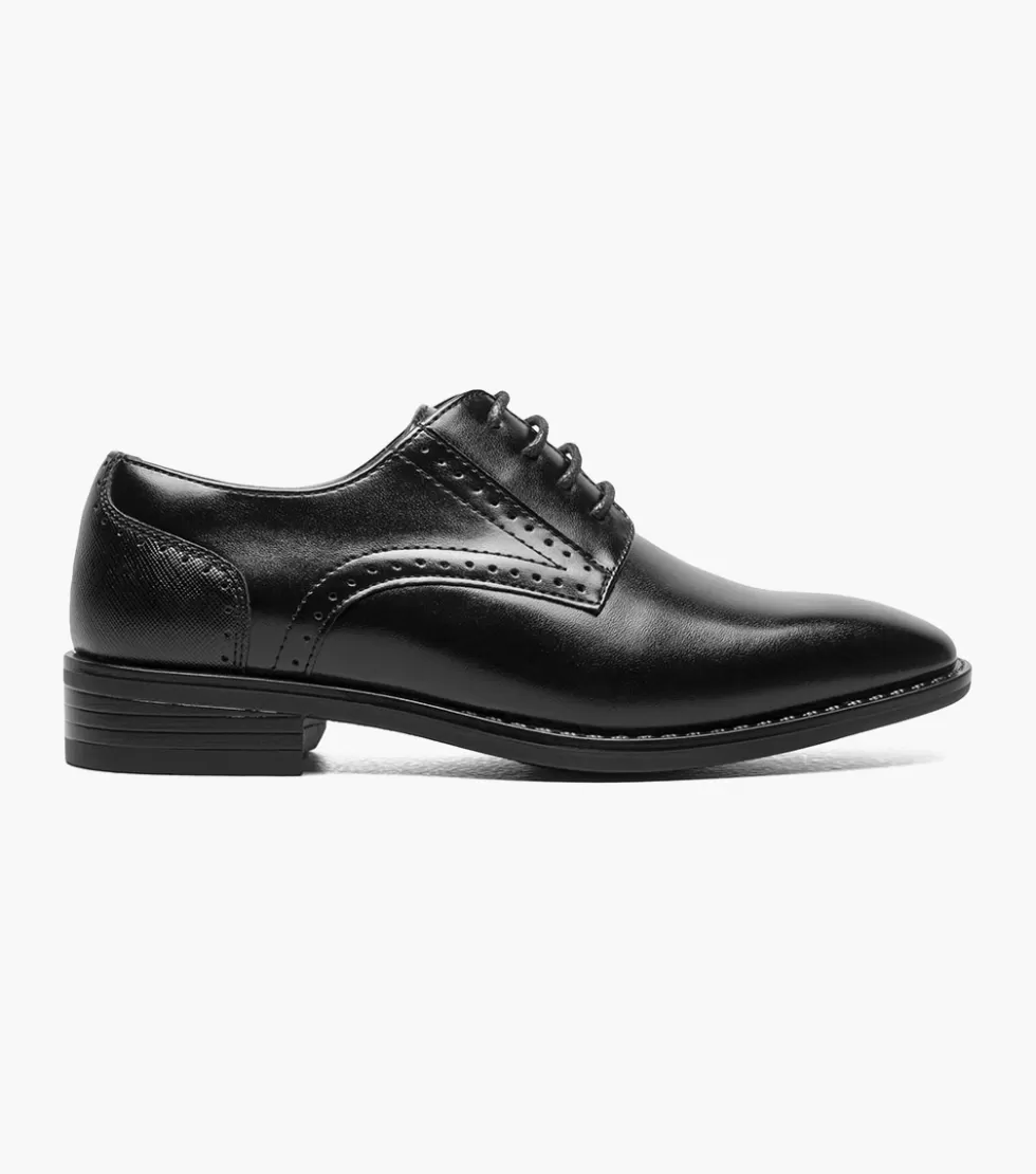 Chaussures enfant Stacy Adams Kalvin - Bottes en cuir verni noir avec semelle texturée - Style urbain intemporelle pour garçons 6-12 ans