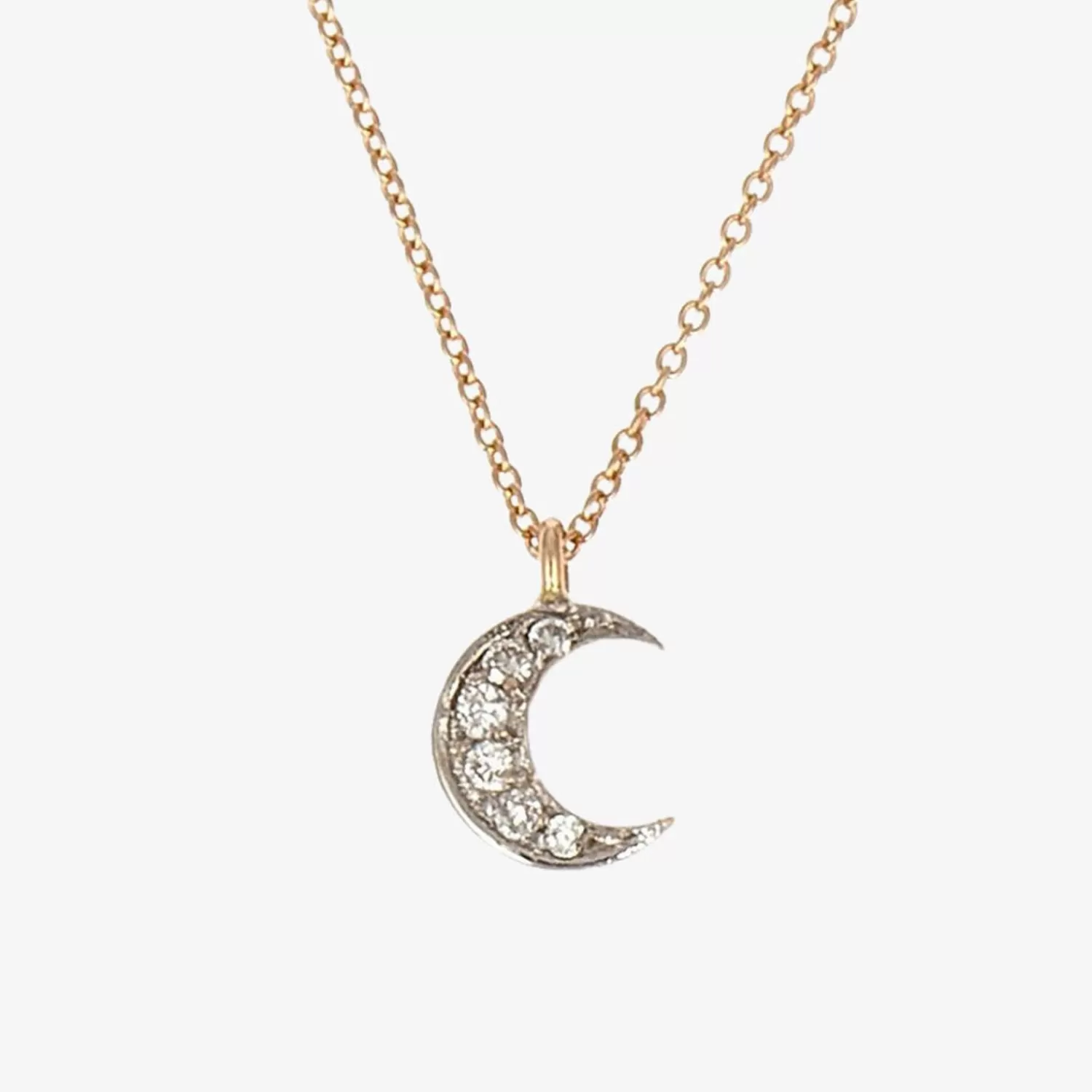 Collier Lune Étoilée Milka - Alkemistry Kismet en or rose 14 carats serti de diamants, Édition Limitée