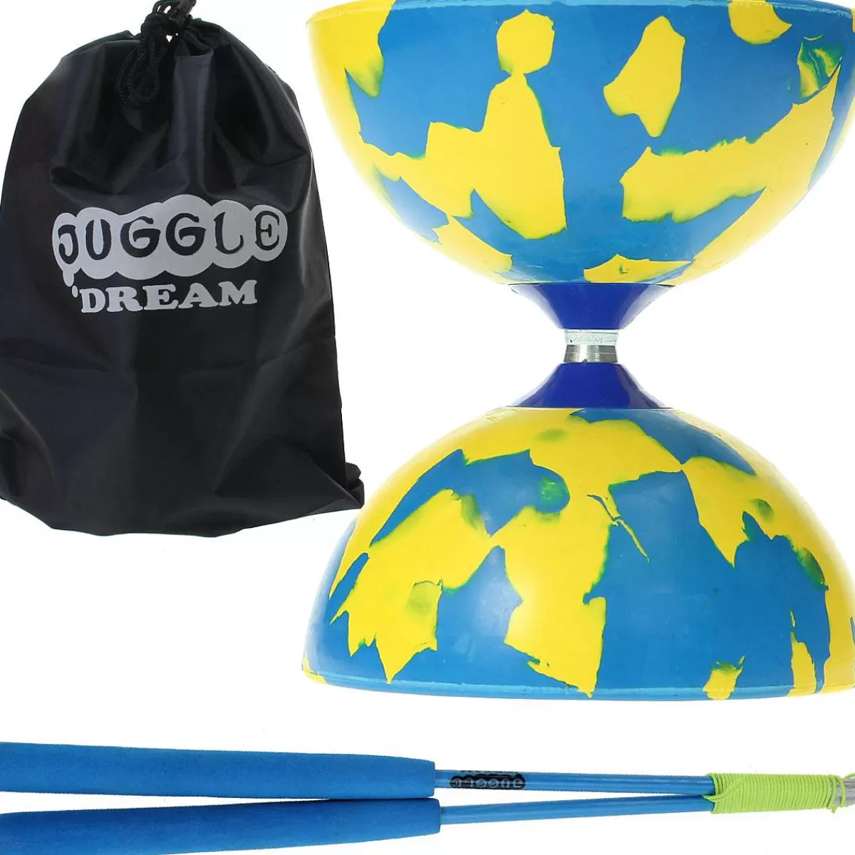 Diabolos Jongleur Professionnels Bleu et Jaune - Kit Premium avec Bague Lumineuse | Promotion Éclair sur l'Édition Limitée