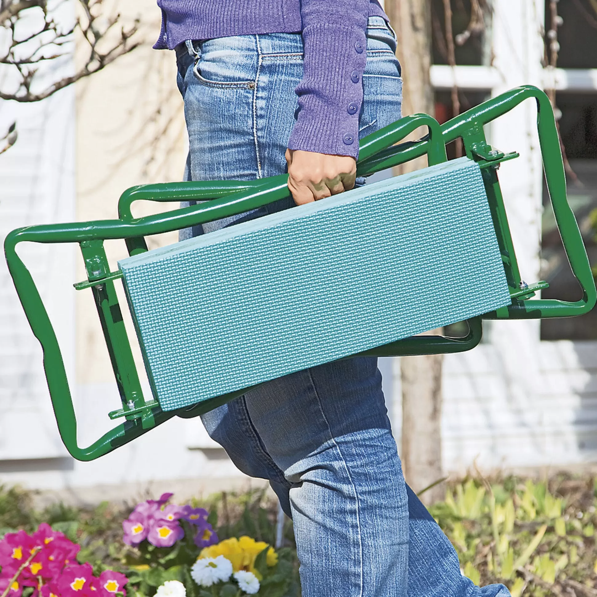 Tabouret de Jardin Pliable Génialo - Confort Vert Foncé pour Espaces Extérieurs