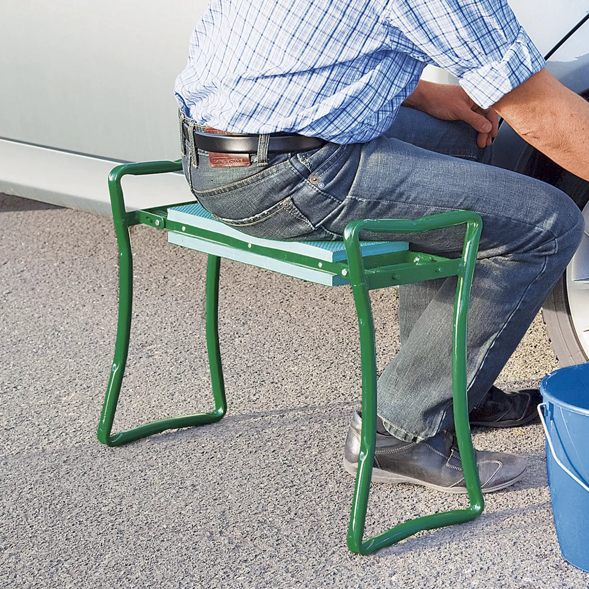 Tabouret de Jardin Pliable Génialo - Confort Vert Foncé pour Espaces Extérieurs