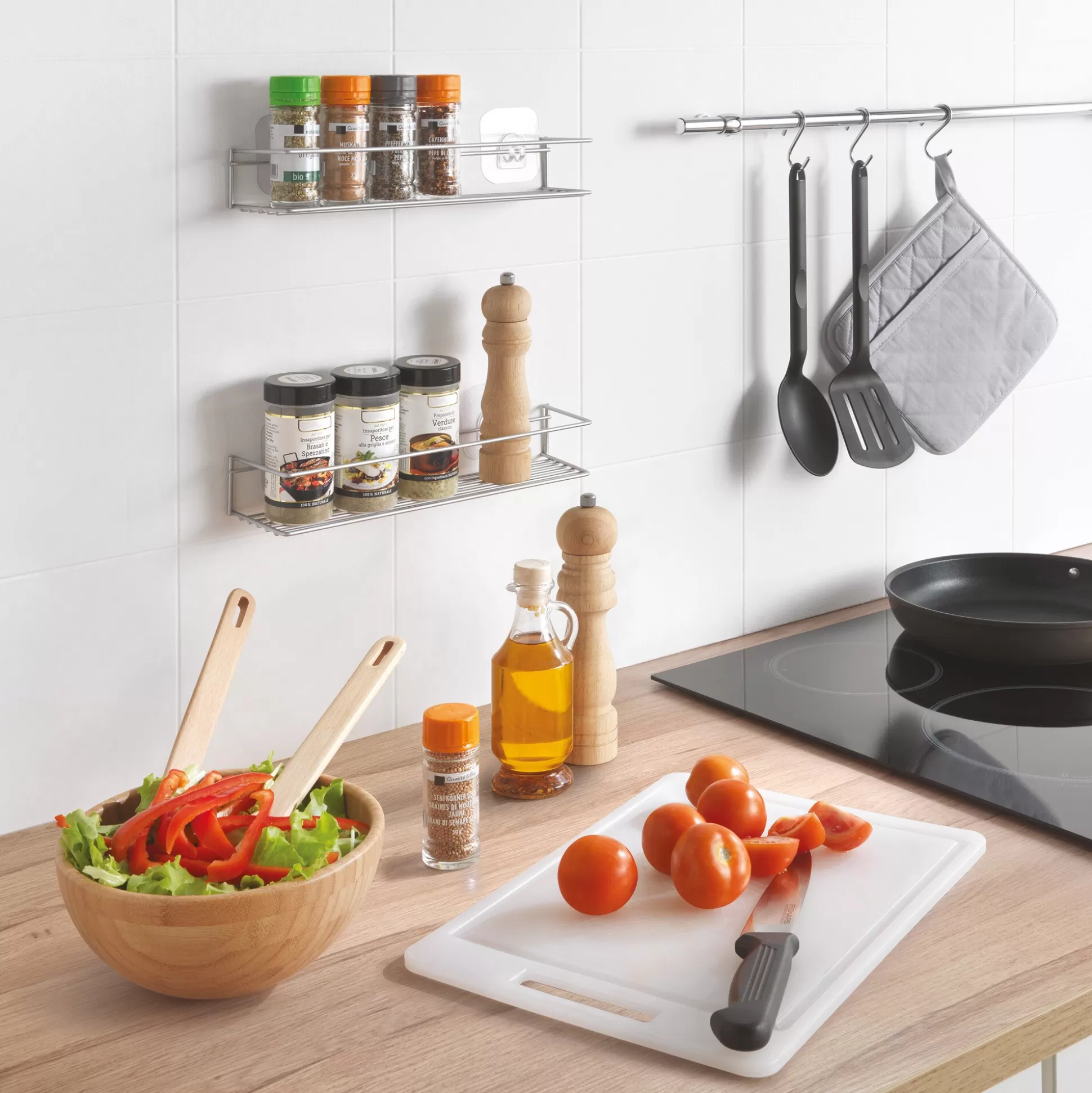 Porte-épices Metaltex - Support mural design pour organisateur de cuisine, gain de place et rangement pratique