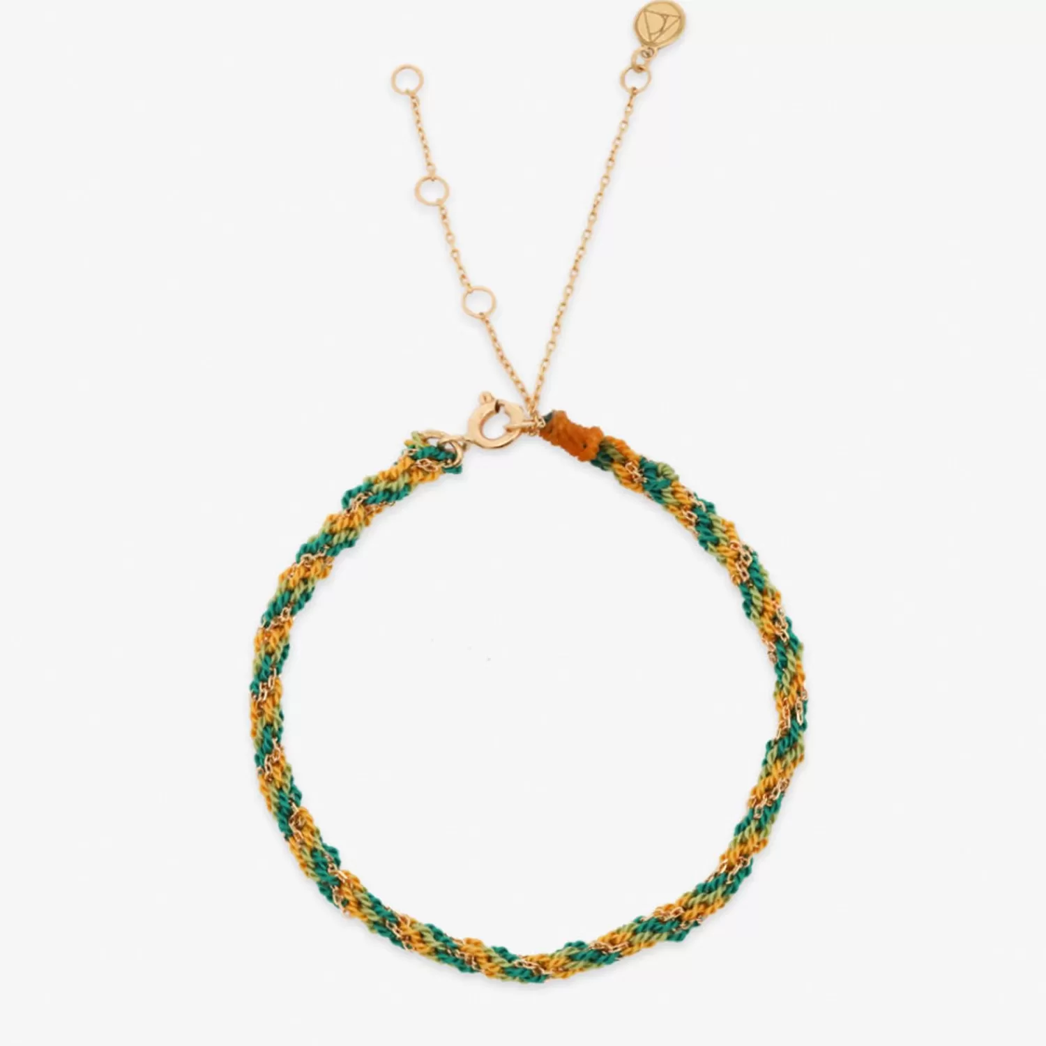 Bracelet Alkemistry Kumachi en Or 18 Carats - Chaîne Tressée Nuances Vertes | Pièce Unique Artisanale