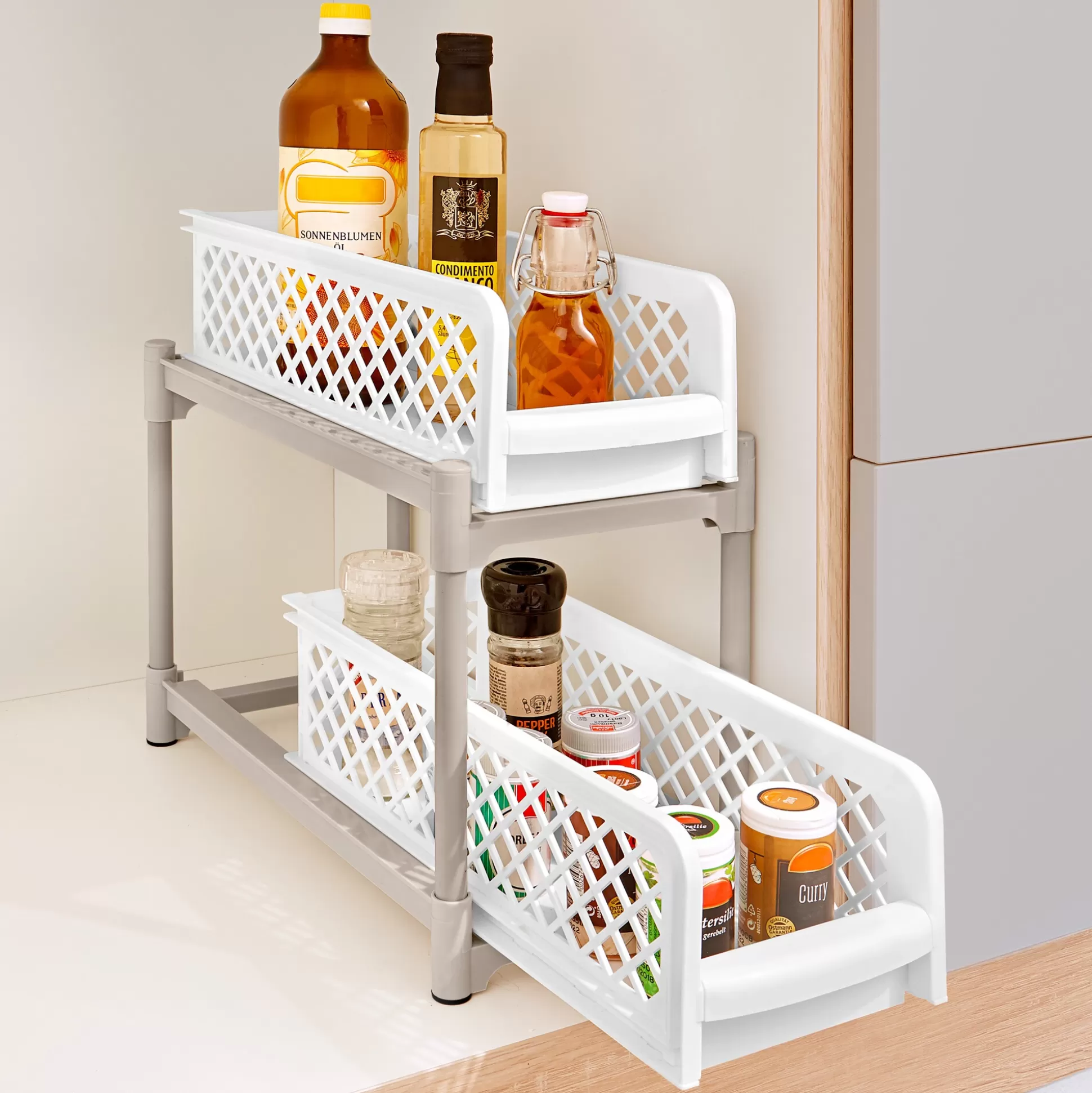 Étagères de Cuisine & Accessoires｜Organisateur Modulable pour Tiroirs et Placards - Gain de Place Optimal