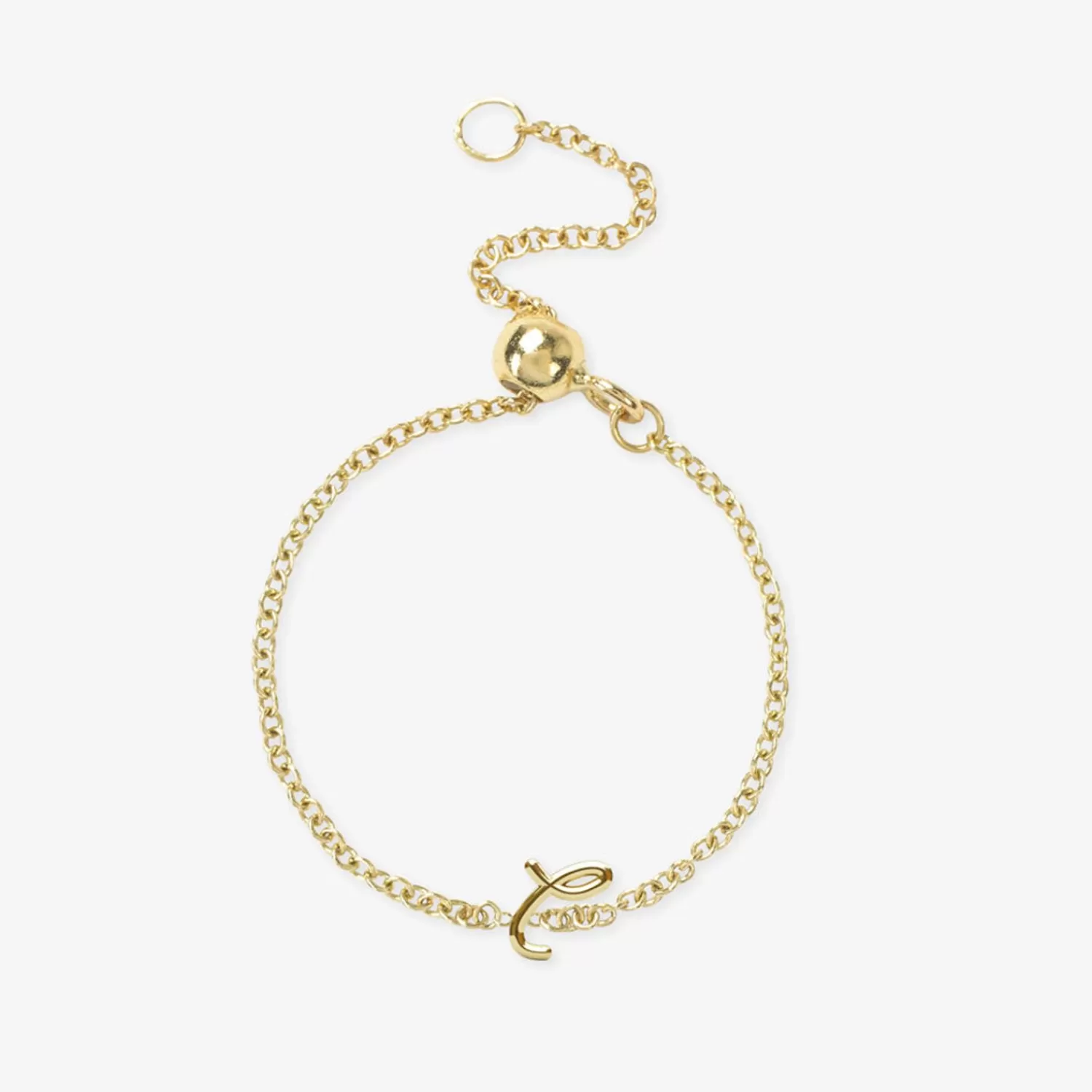 Alchémia - Bague Chaîne Ajustable en Or 18 Carats avec Médaille Initiale Gravée - Élégance Personnalisée
