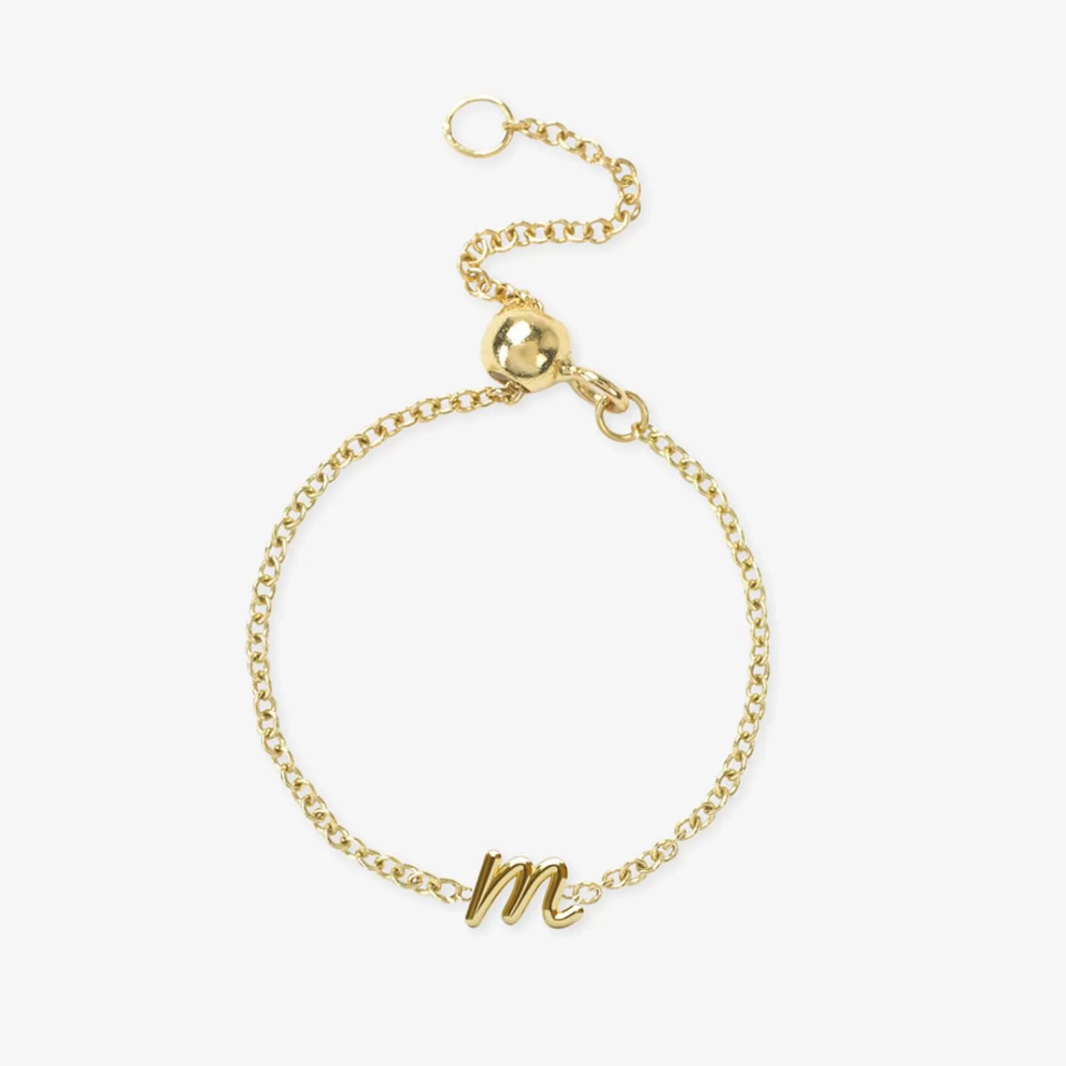 Alchémia - Bague Chaîne Ajustable en Or 18 Carats avec Médaille Initiale Gravée - Élégance Personnalisée