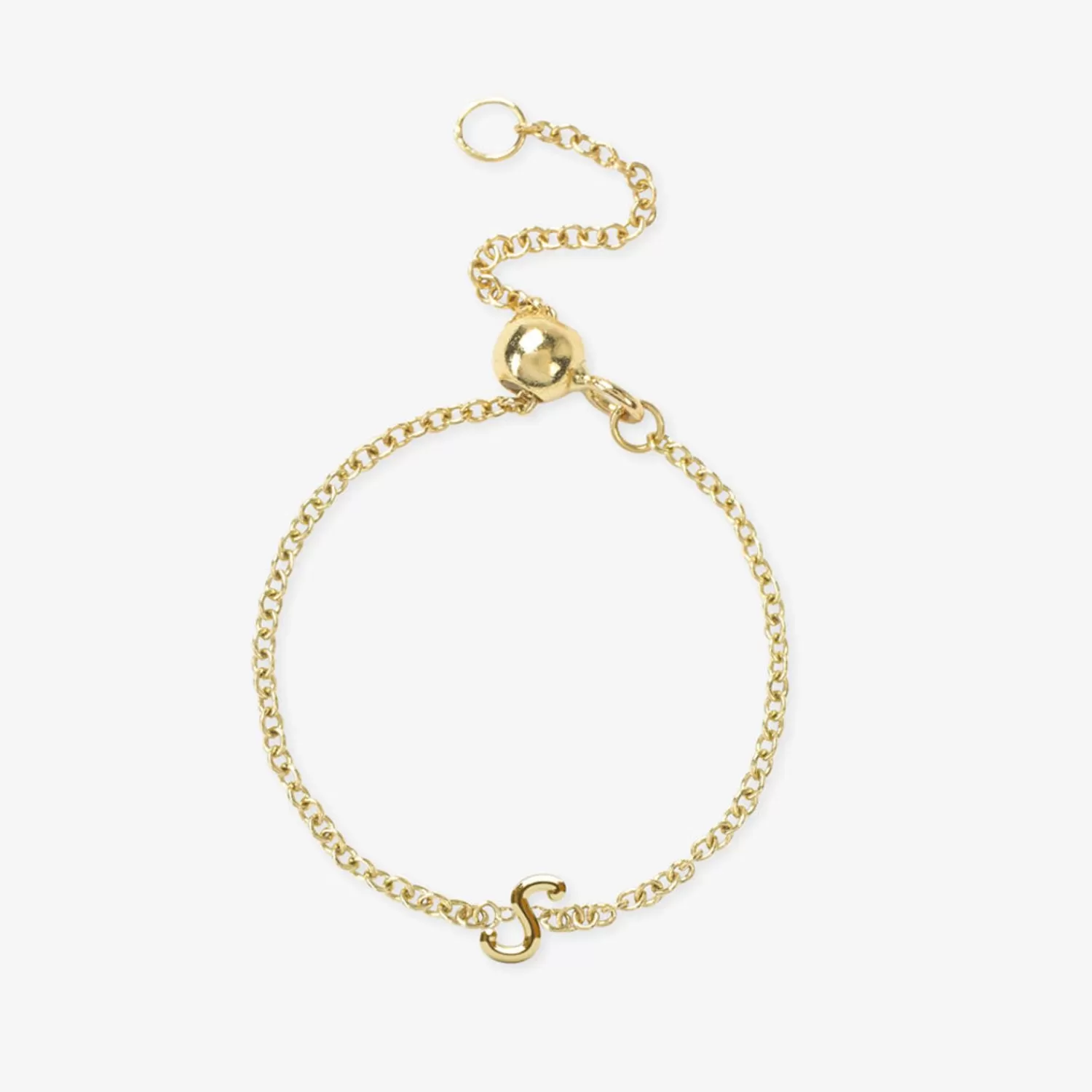 Alchémia - Bague Chaîne Ajustable en Or 18 Carats avec Médaille Initiale Gravée - Élégance Personnalisée