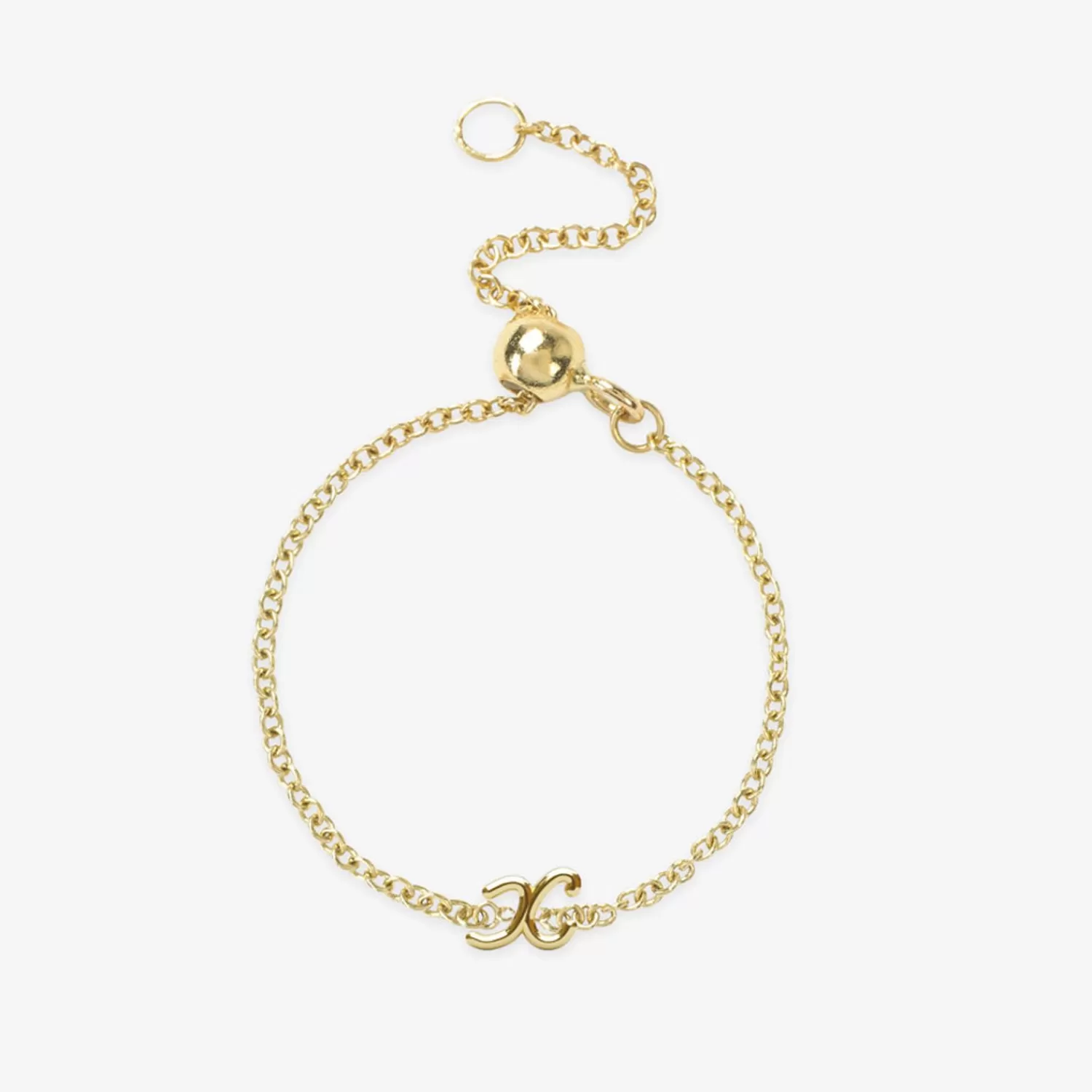 Alchémia - Bague Chaîne Ajustable en Or 18 Carats avec Médaille Initiale Gravée - Élégance Personnalisée