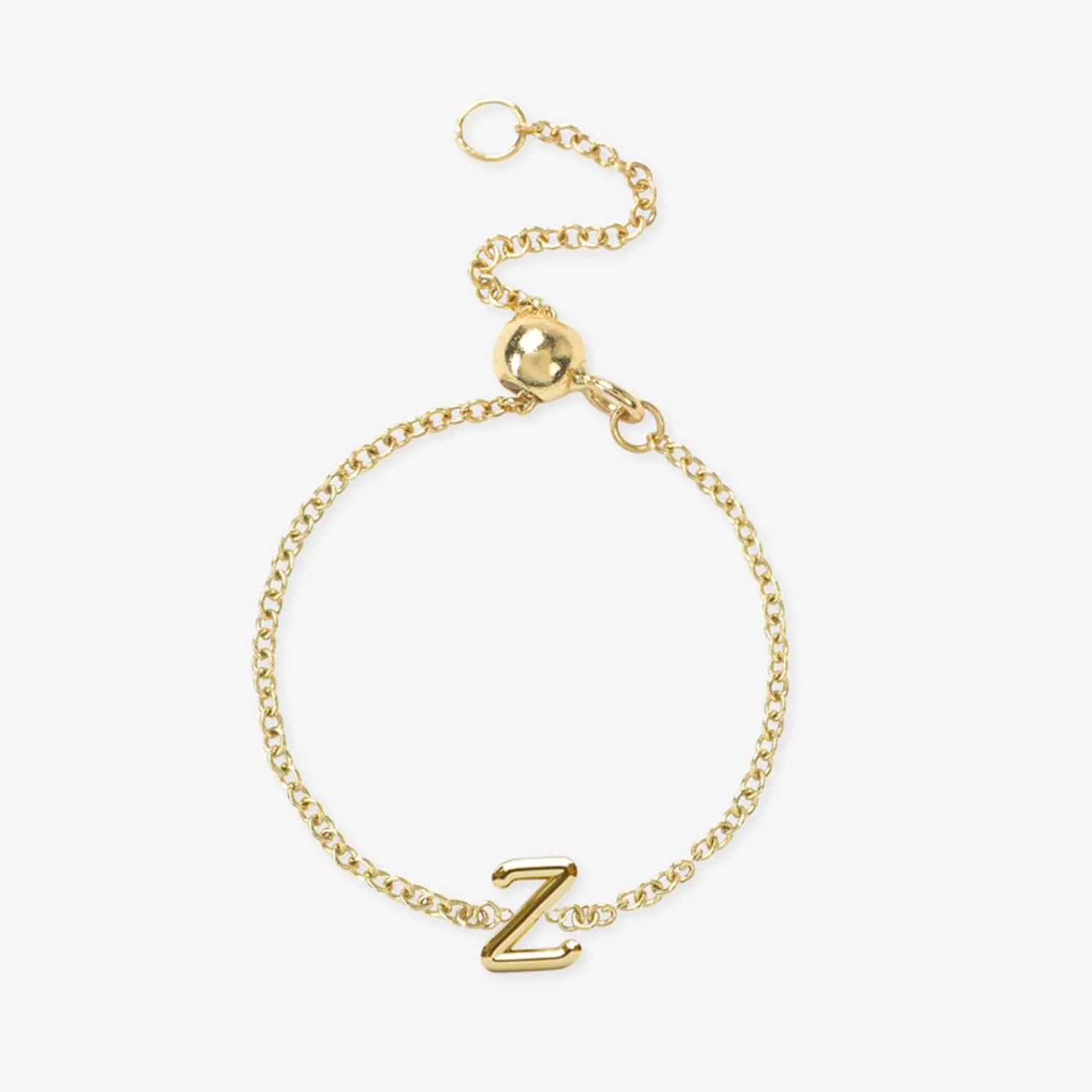 Alchémia - Bague Chaîne Ajustable en Or 18 Carats avec Médaille Initiale Gravée - Élégance Personnalisée