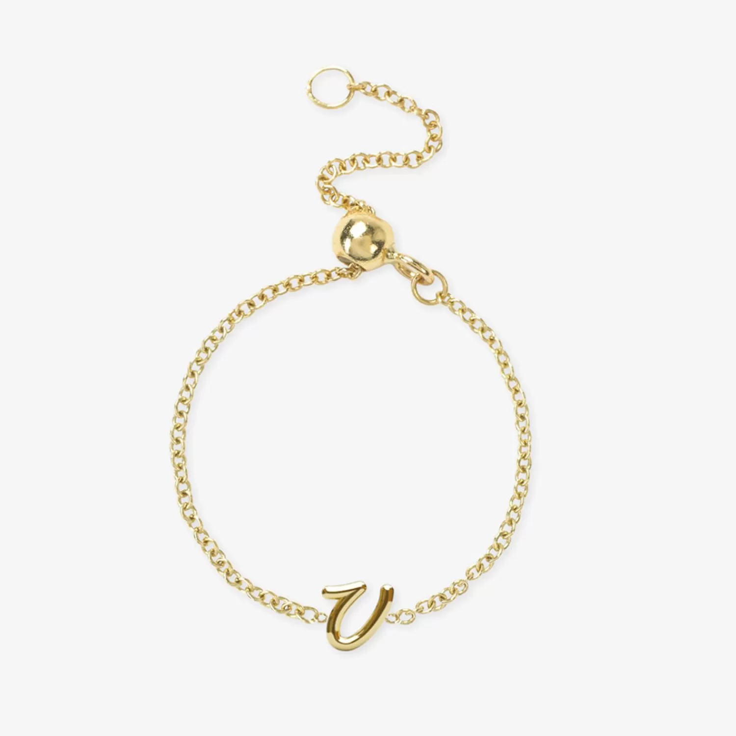 Alchémia - Bague Chaîne Ajustable en Or 18 Carats avec Médaille Initiale Gravée - Élégance Personnalisée