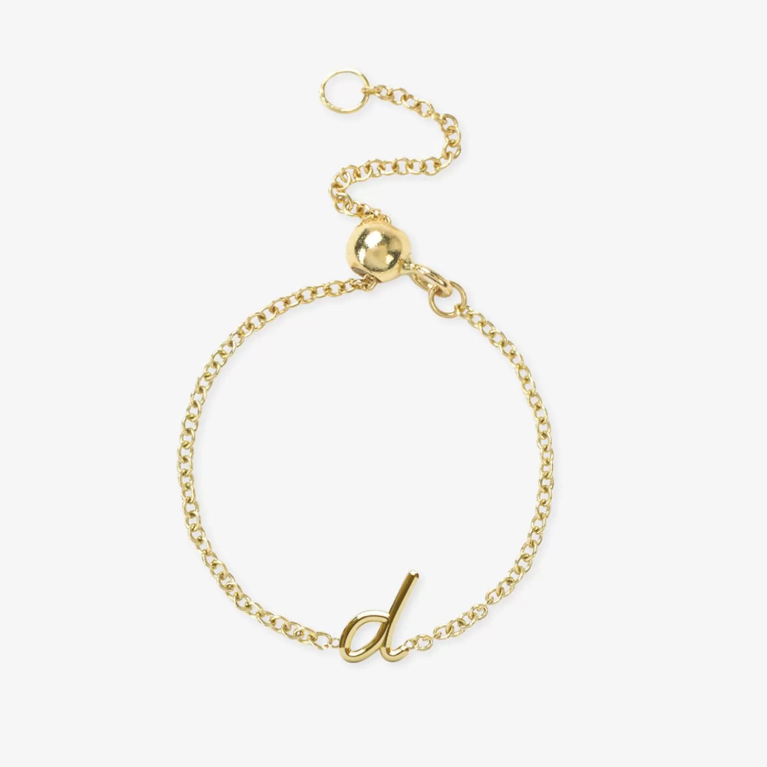 Alchémia - Bague Chaîne Ajustable en Or 18 Carats avec Médaille Initiale Gravée - Élégance Personnalisée