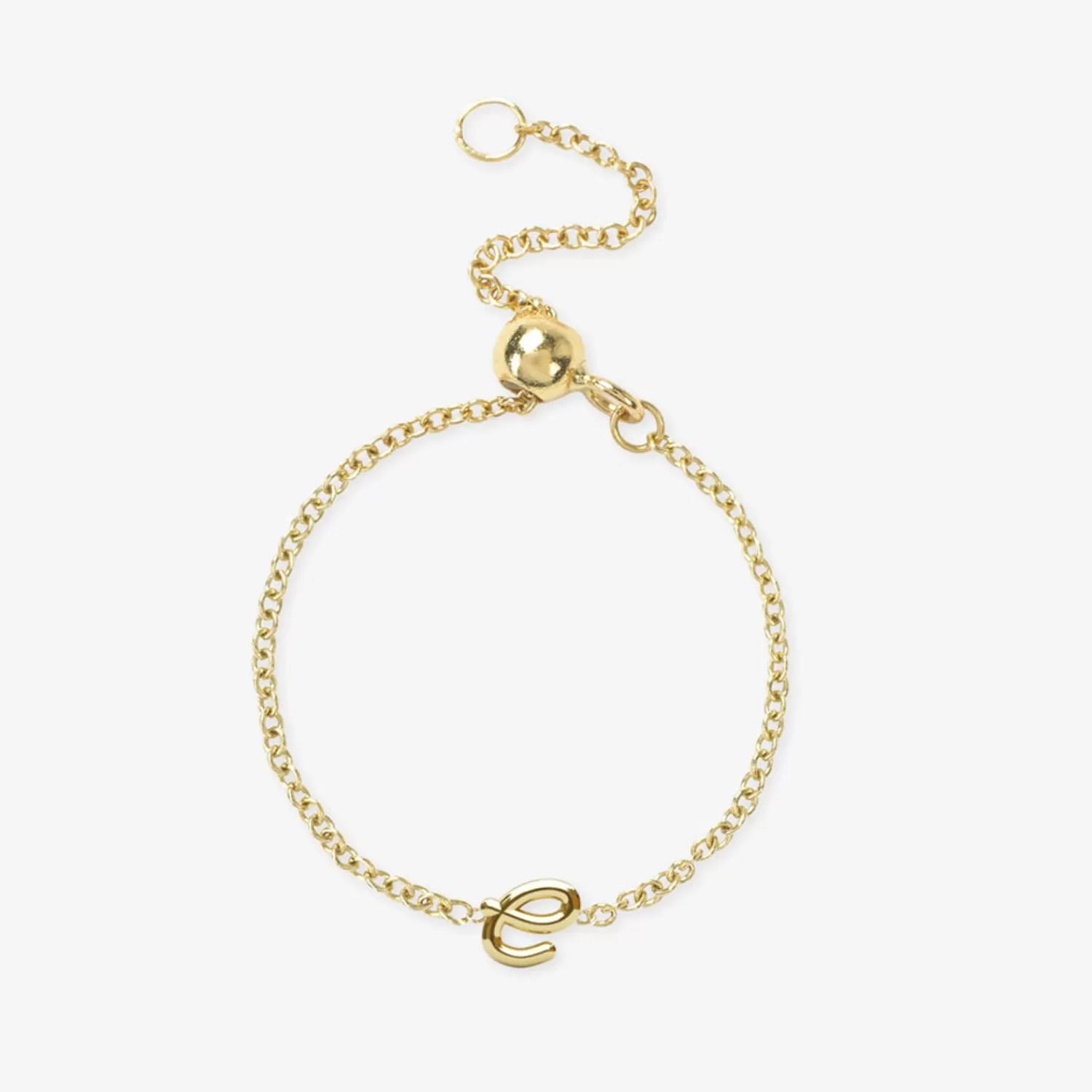 Alchémia - Bague Chaîne Ajustable en Or 18 Carats avec Médaille Initiale Gravée - Élégance Personnalisée