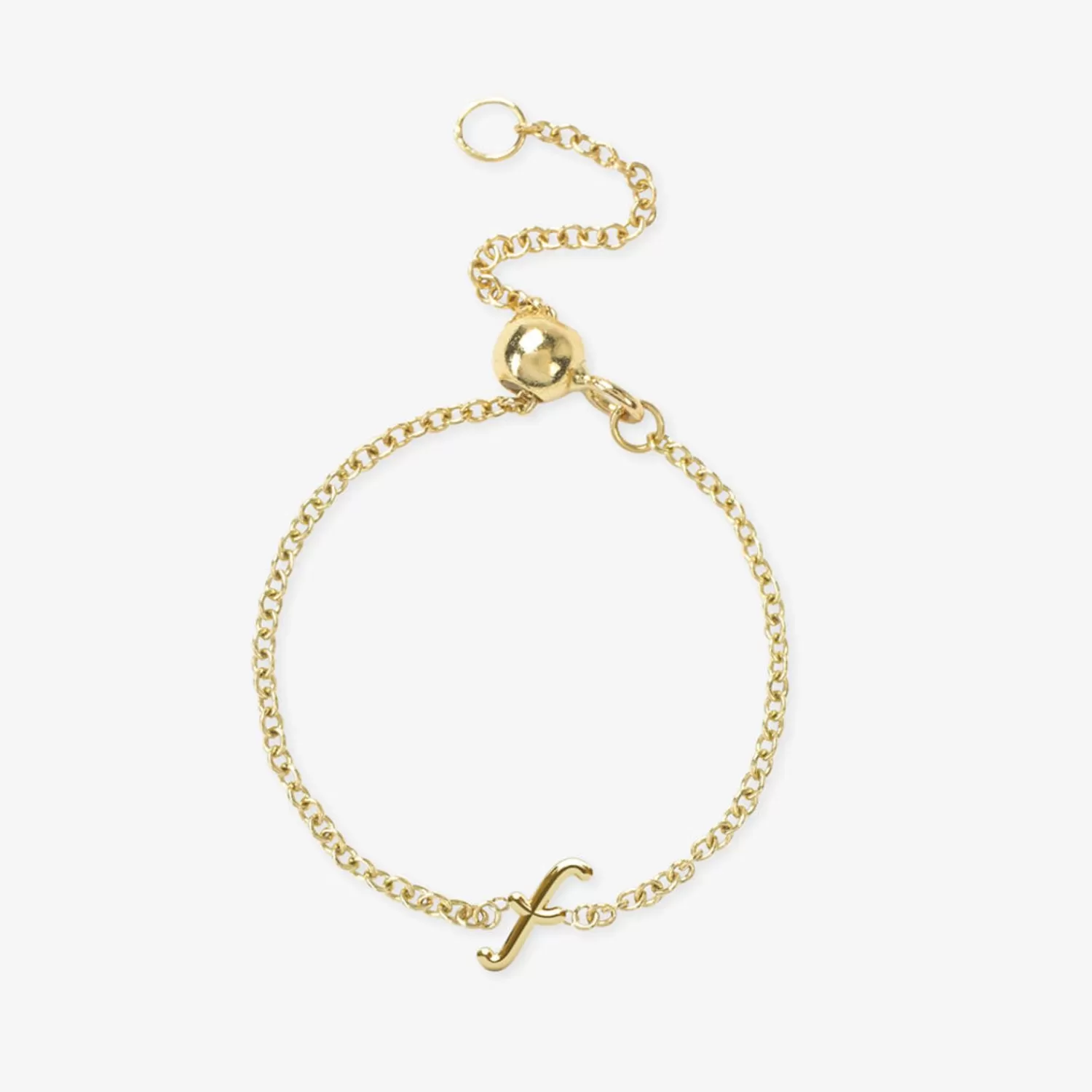 Alchémia - Bague Chaîne Ajustable en Or 18 Carats avec Médaille Initiale Gravée - Élégance Personnalisée