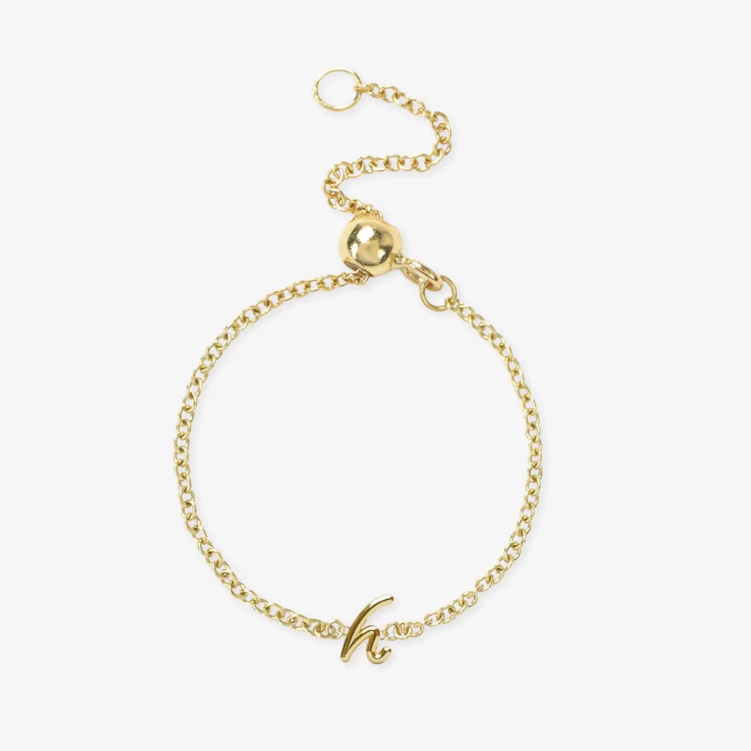 Alchémia - Bague Chaîne Ajustable en Or 18 Carats avec Médaille Initiale Gravée - Élégance Personnalisée
