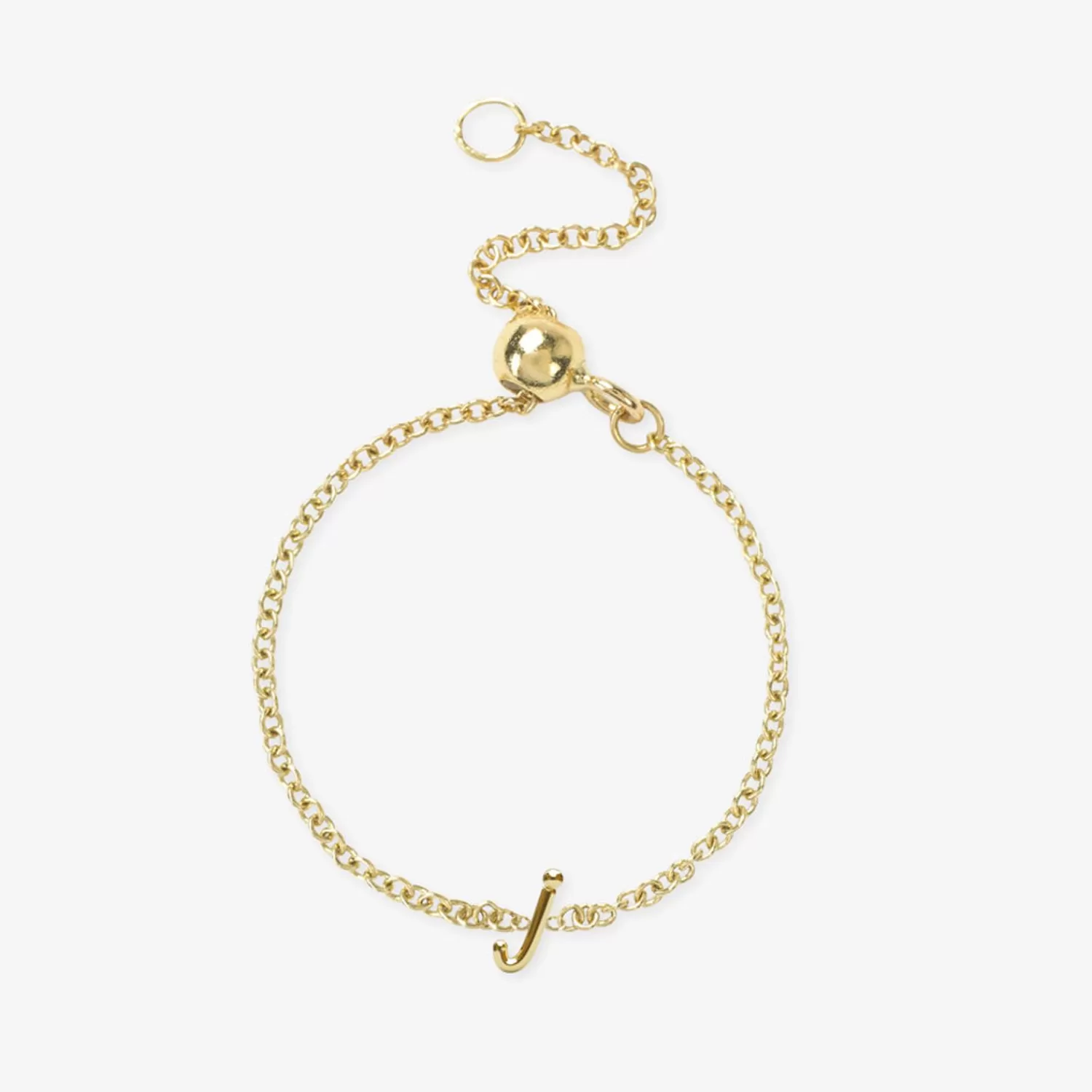 Alchémia - Bague Chaîne Ajustable en Or 18 Carats avec Médaille Initiale Gravée - Élégance Personnalisée