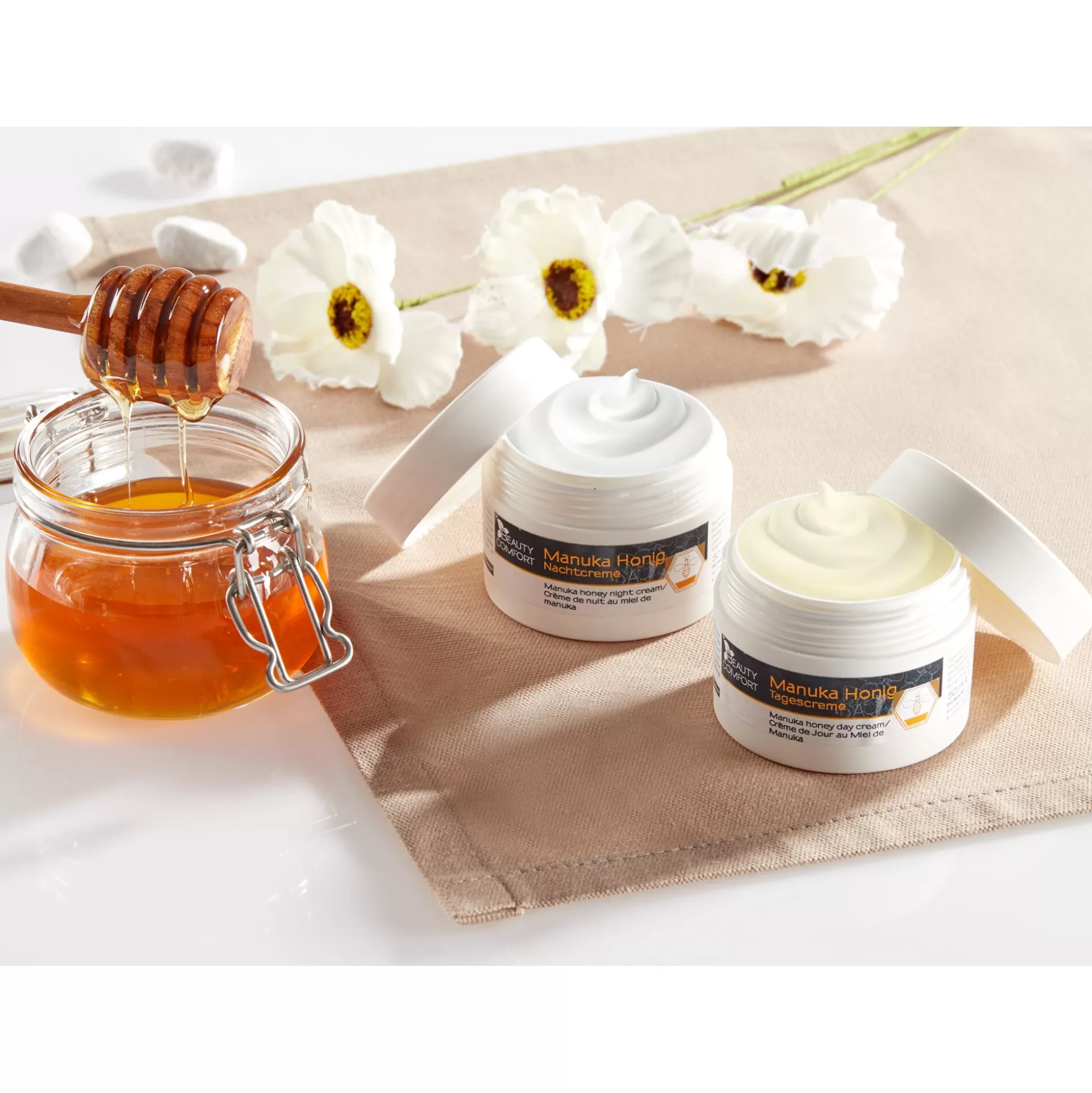 Crème de Jour Régénérante au Miel de Manuka - Texture Confort Sensoriel, 50ml | Éclat Jeunesse