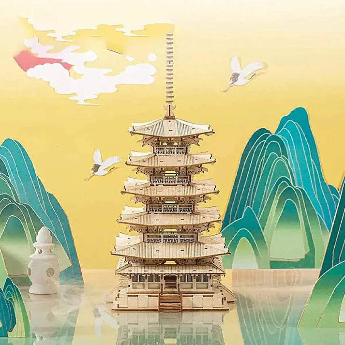 ROBOTIME® Kit de Construction 3D - Pagode Japonaise 5 Étages | Décoration Élégante | Montage en 5 Jours | Prix Abordable