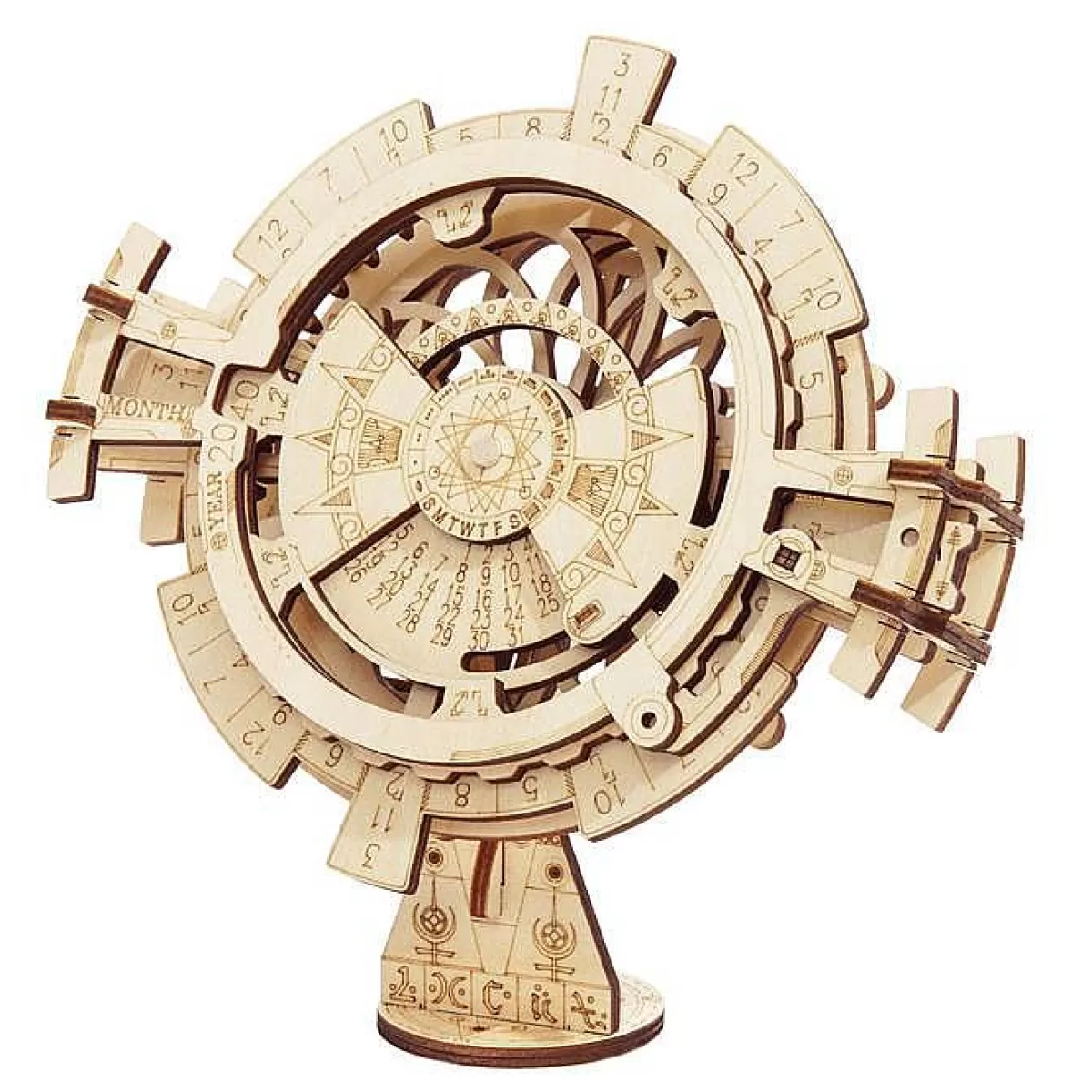 Horloge Calendrier Perpétuel DIY en 3D - Kit de Construction Créatif ROBOTIME, Décor Élégant et Pratique pour Bureau (Version Économique)