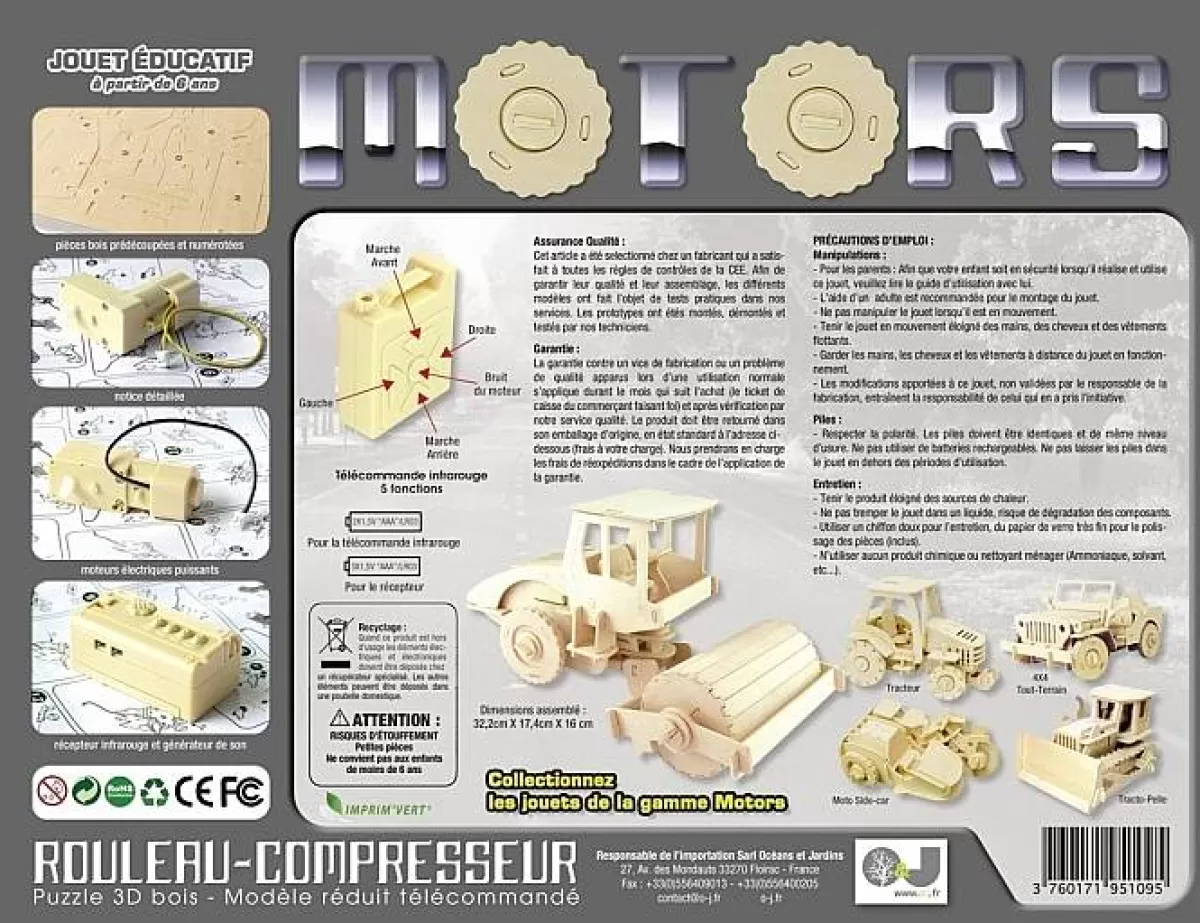 ROBOTIME Modèle Réduit Professionnel - Compacteur de Sol Miniature avec Télécommande Sans Fil (Détail Réaliste, En Ligne)