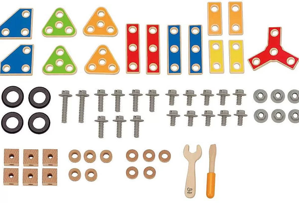 HAPE® Kit de Construction Créative - 62 Pièces Évolutif pour Enfants 4+ | Jeu Éducatif STEM en Bois Naturel