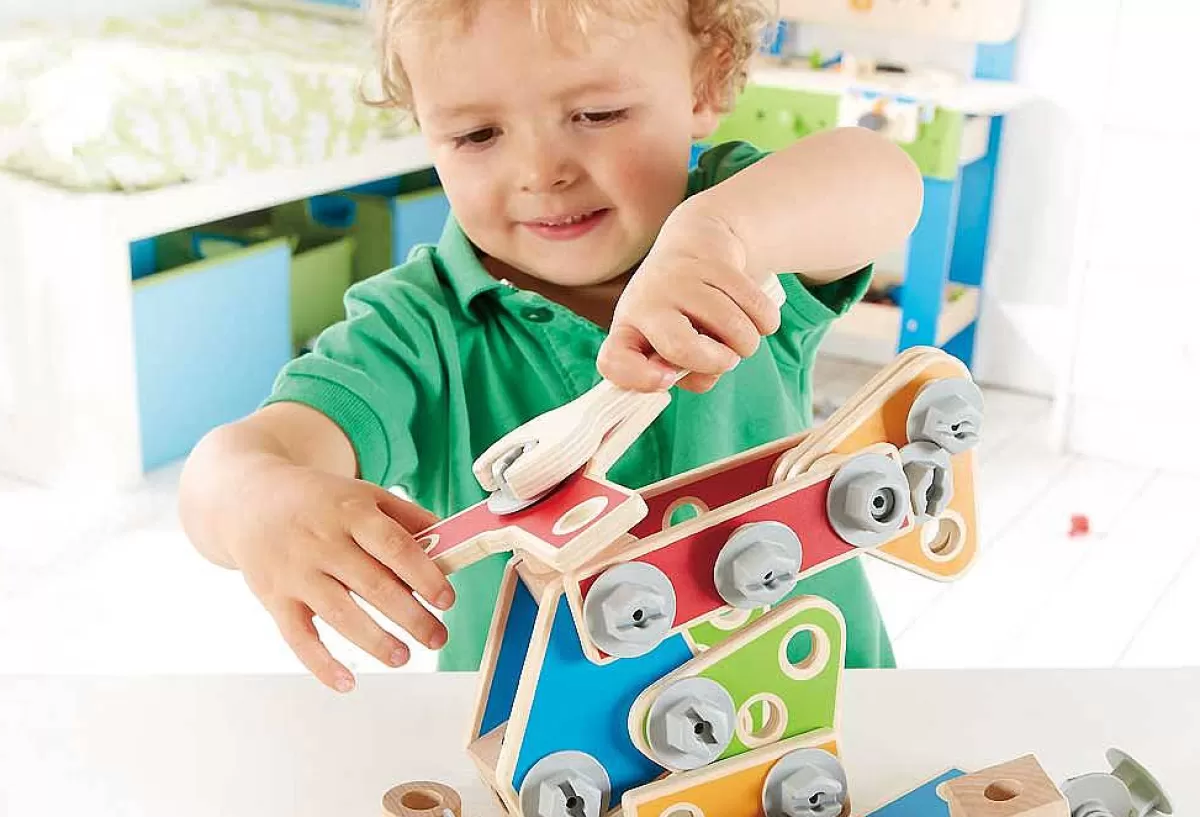HAPE® Kit de Construction Créative - 62 Pièces Évolutif pour Enfants 4+ | Jeu Éducatif STEM en Bois Naturel