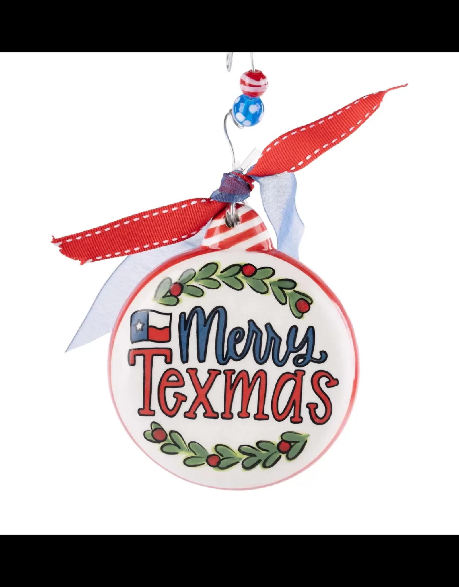 Décorations Festives Personnalisables Glory Haus : Couronne Drapeau Texane avec Ornement Gonflable pour un Joyeux Noël