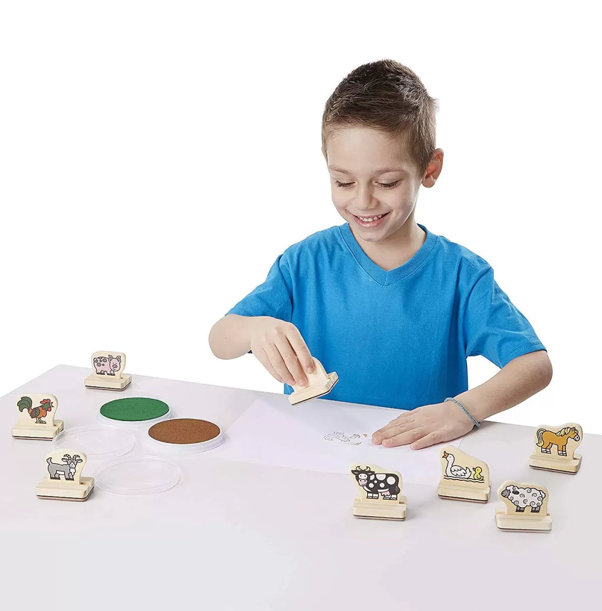Melissa & Doug - Découvre les Adorables Tampons Fermiers pour Premières Créations (Jeu Éducatif 2-4 ans) 

Variante alternative :  
Melissa & Doug - Mon Premier Atelier de Tampons Animaux de la Ferme - Activité Créative Enfant
