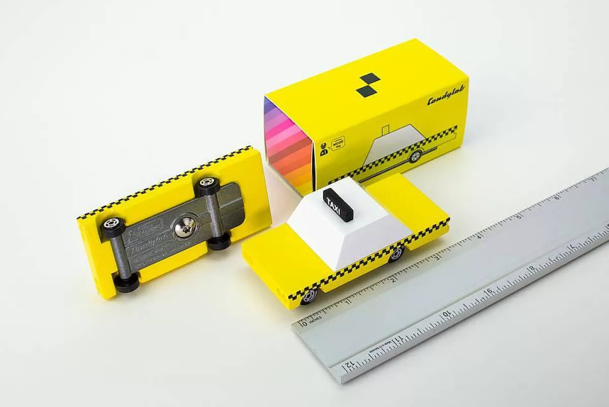 Candylab Taxi Mini Vintage - Jouet Collection Édition Limitée Jaune Vif pour Enfants