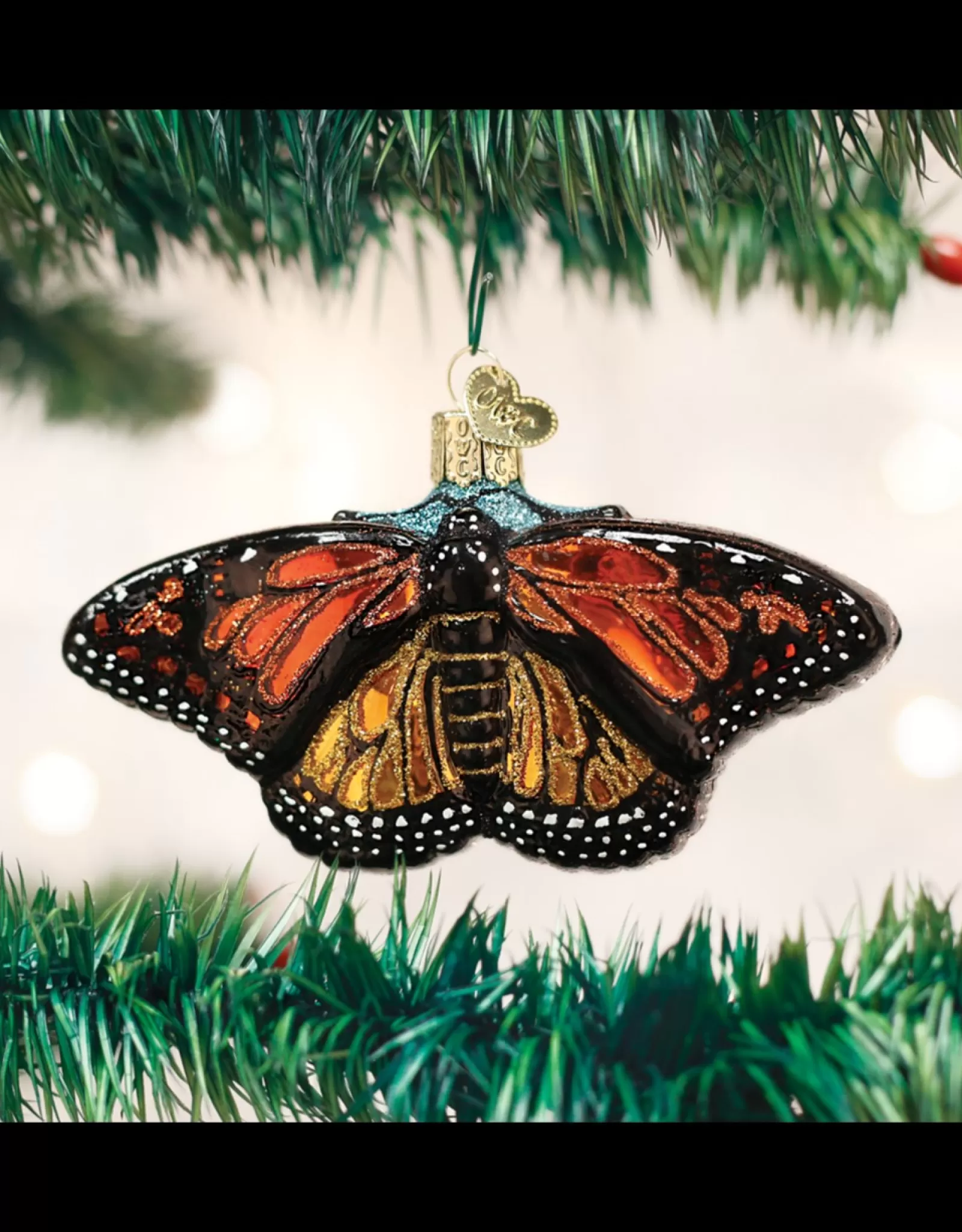 Décoration Festive Papillon Monarque - Création Old World Christmas pour Arbre de Noël