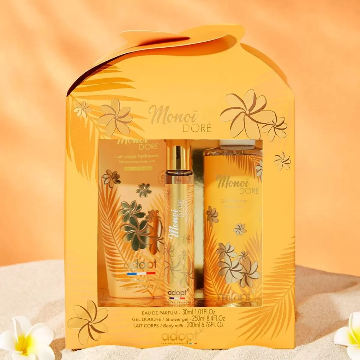 Découvrez l'Élégance Dorée - Coffret Parfumé Monoi Exclusif • Voyage Sensoriel en Flacons Luxueux