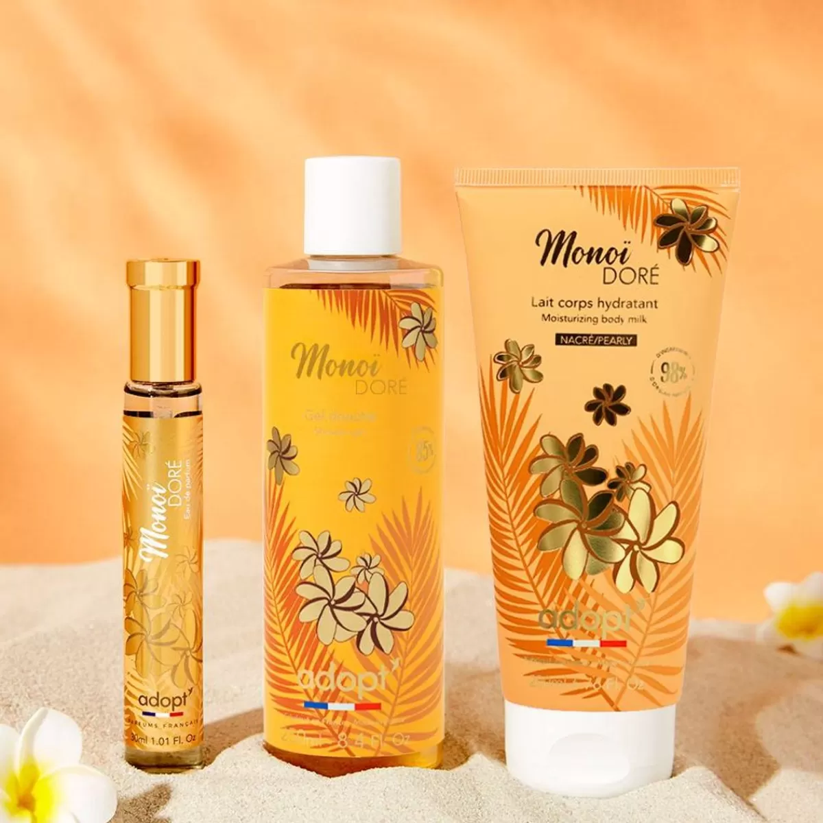 Découvrez l'Élégance Dorée - Coffret Parfumé Monoi Exclusif • Voyage Sensoriel en Flacons Luxueux