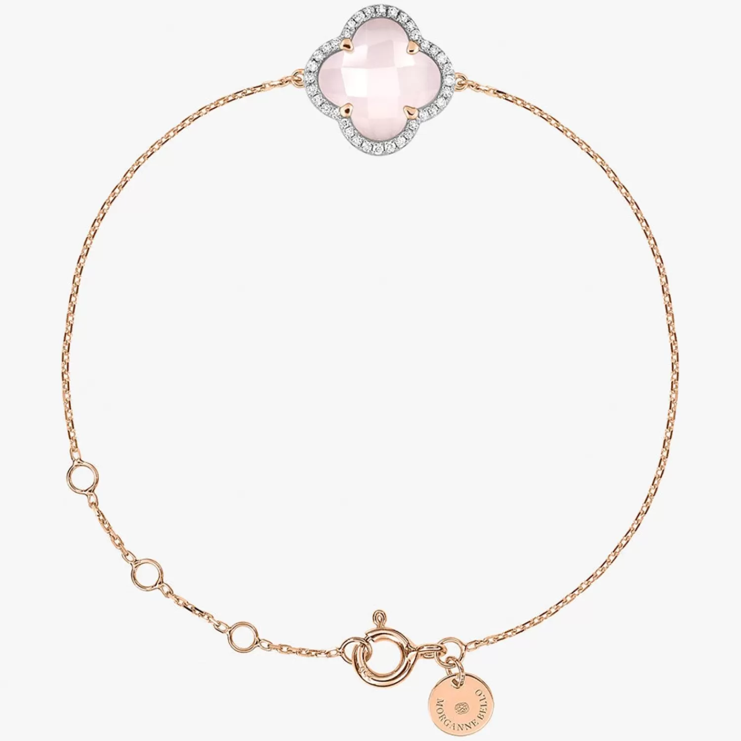 Bracelet Alkemistry x Morganne Bello en or rose 18 carats serti de quartz rose et diamants - Élégance discrète à prix doux