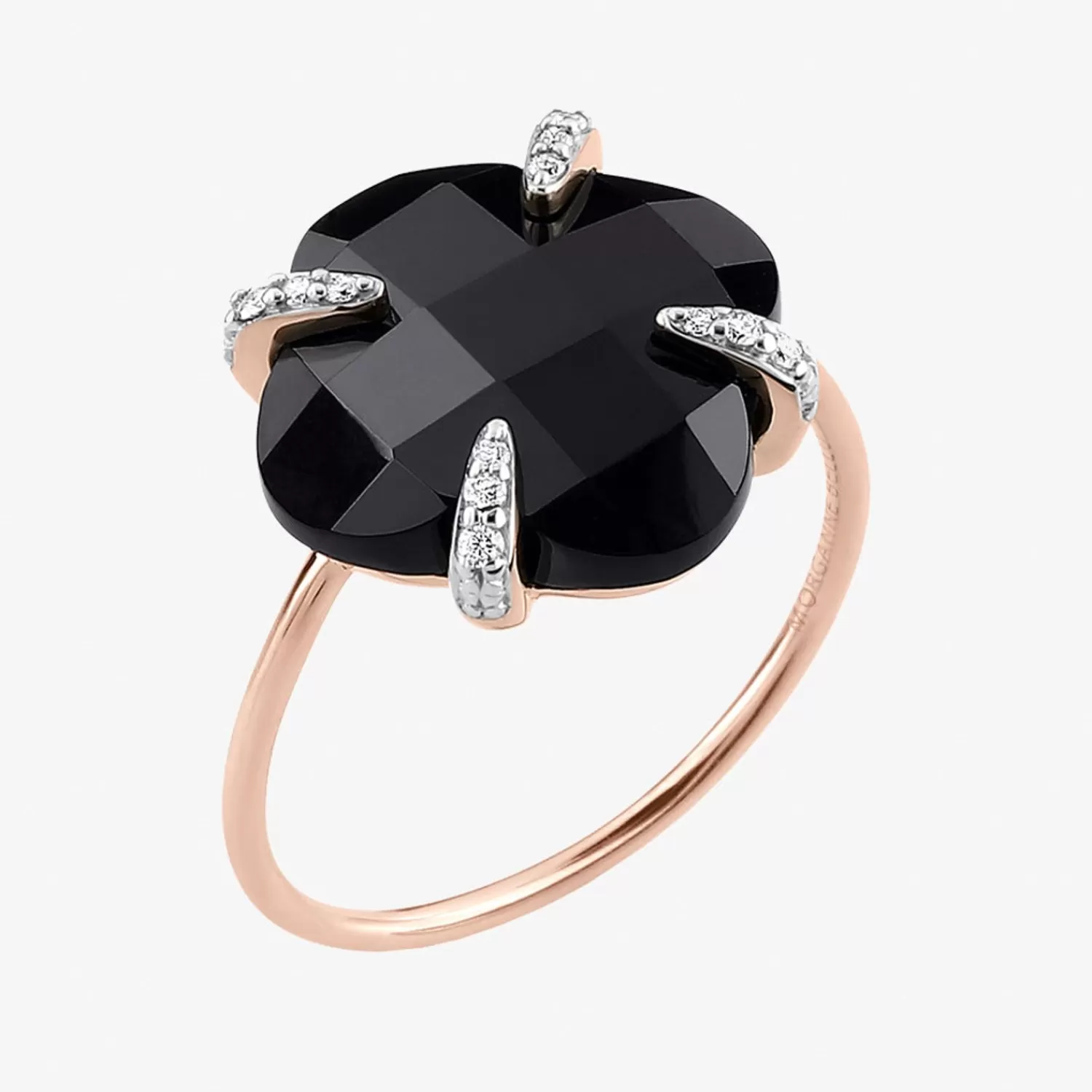 Bague Victoria en or rose 18 carats sertie d'onyx noir et de diamants - Collection Morganne Bello by Alkemistry - Promotion exclusive