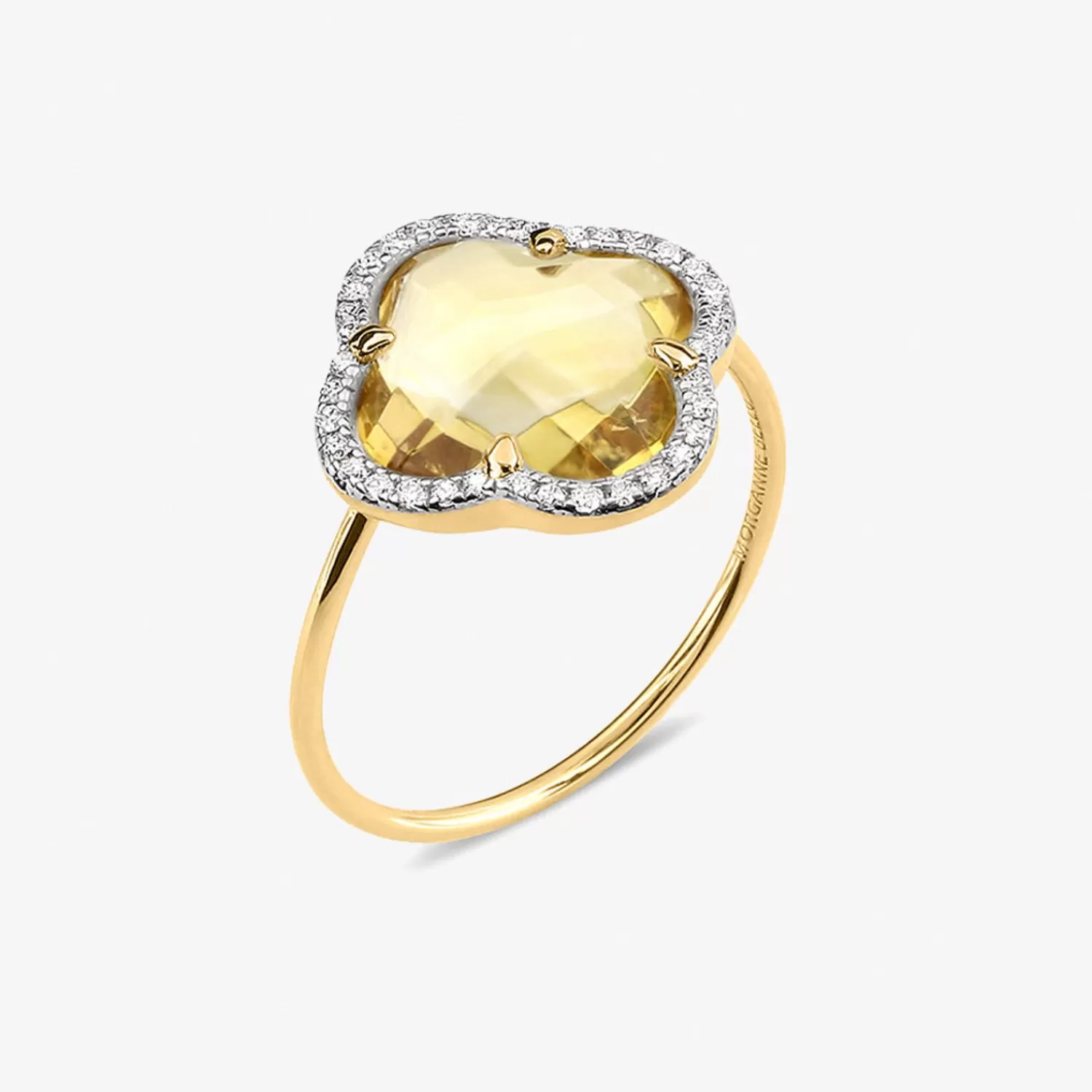 Bague Trèfle Citrine et Diamants – Or 18 carats Morganne Bello par Alkemistry – Édition Limitée
