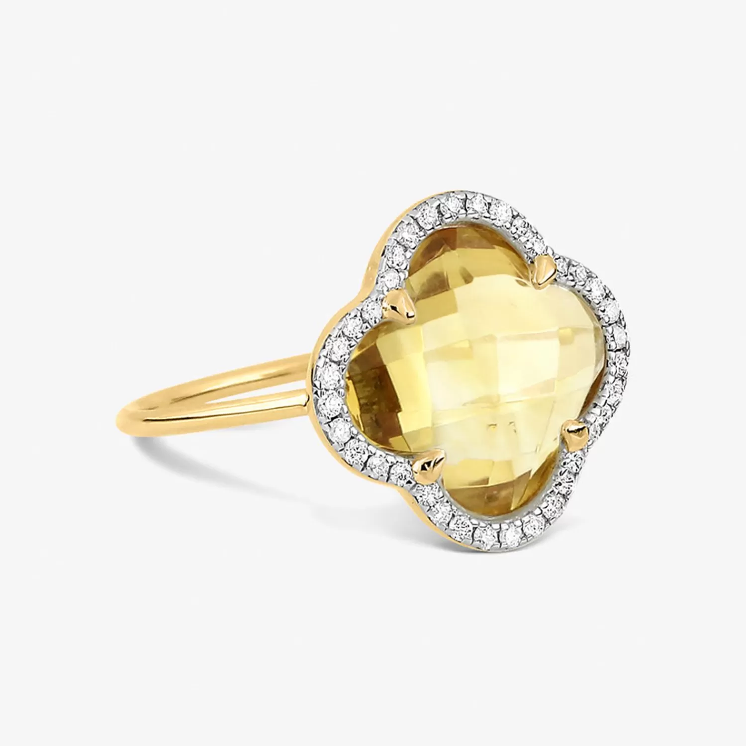 Bague Trèfle Citrine et Diamants – Or 18 carats Morganne Bello par Alkemistry – Édition Limitée