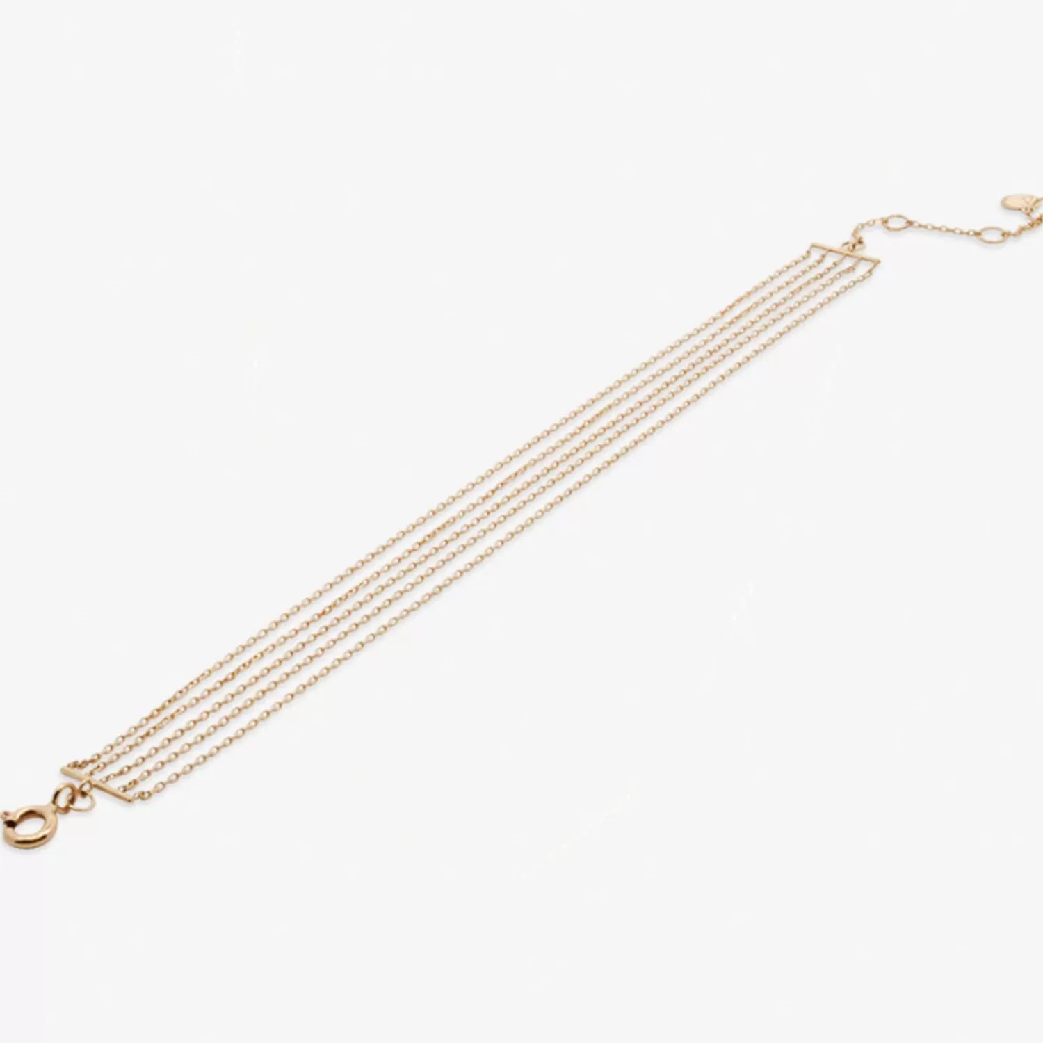 Bracelet raffiné en or 18 carats - Entrelacs lumineux à cinq brins ajustables, fini nacré nude pour une élégance intemporelle