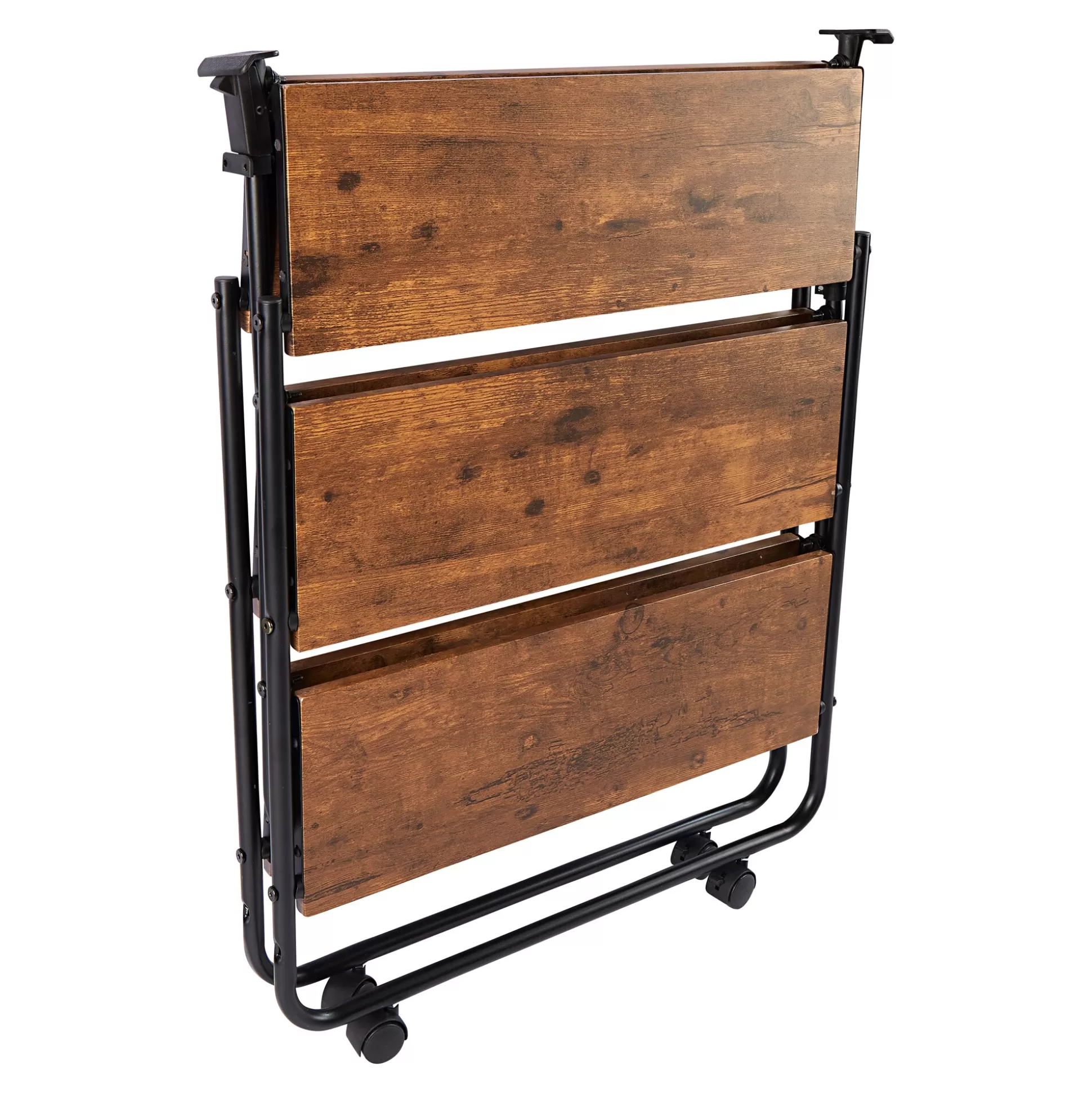 Chariot de Service Pliant Design & Table d'Appoint Mobile - Style Bois Naturel Pratique par Viva Domo