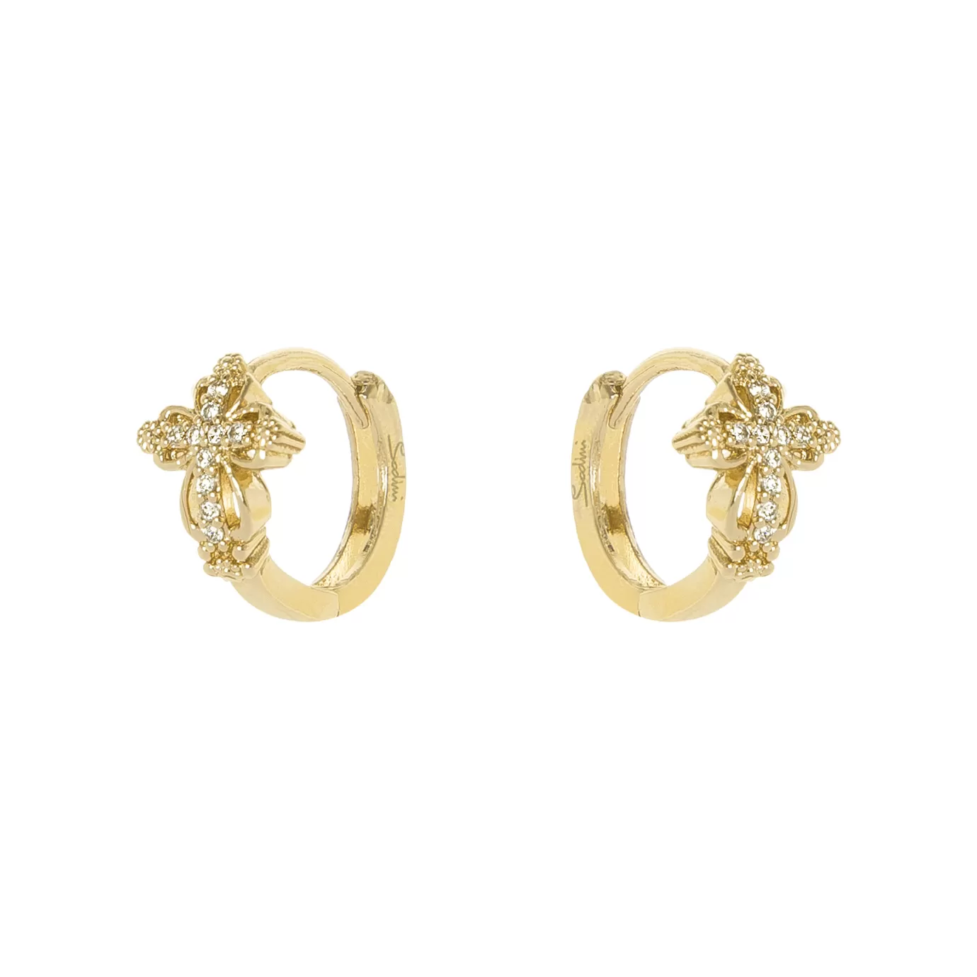 Boucles d'oreille Sodini - Modèle cercle et croix celtique style Malibu